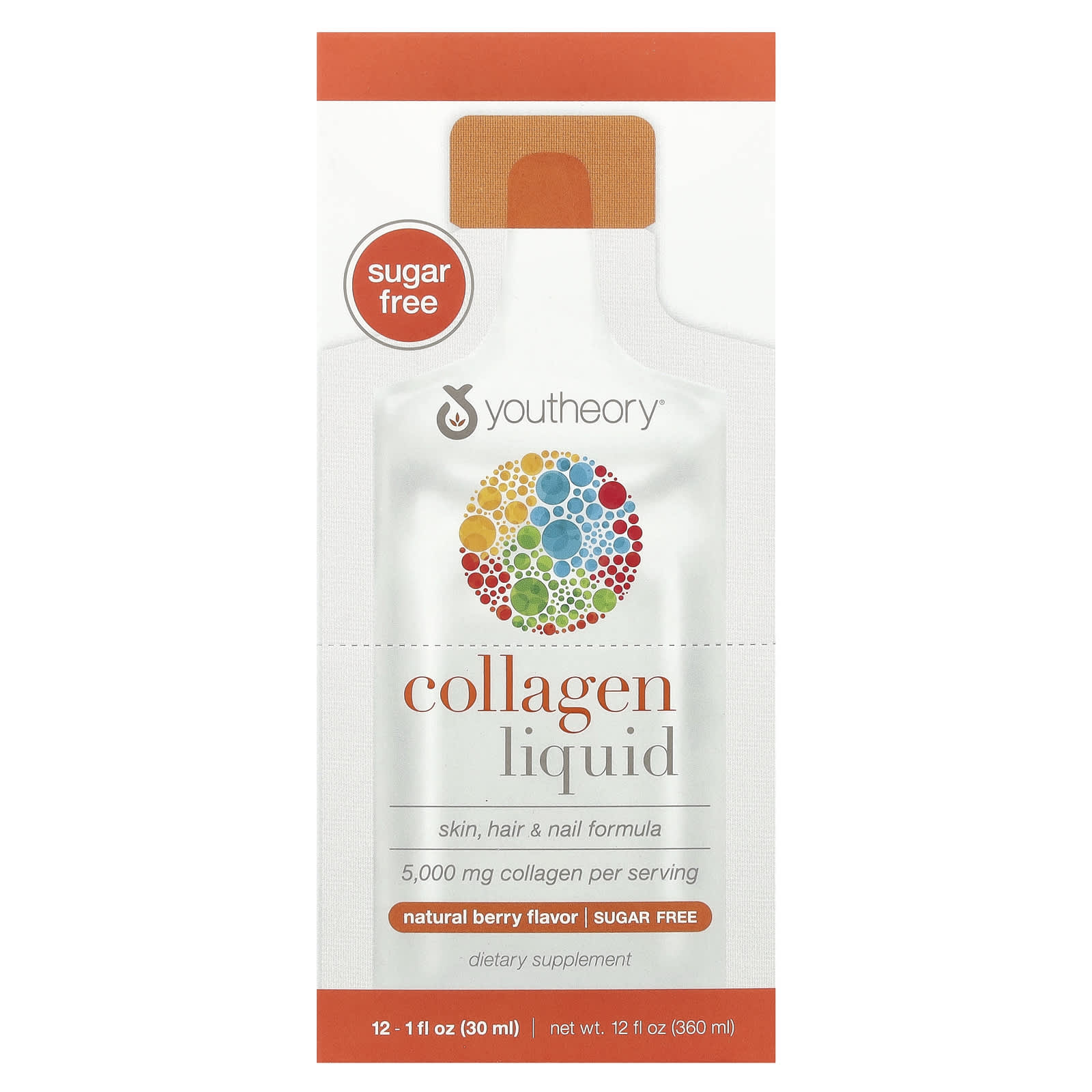 Youtheory, Liquid Collagen, Natural Berry, 5,000 mg, 12 Liquid Tubes, 1 fl oz (30 ml) Each
