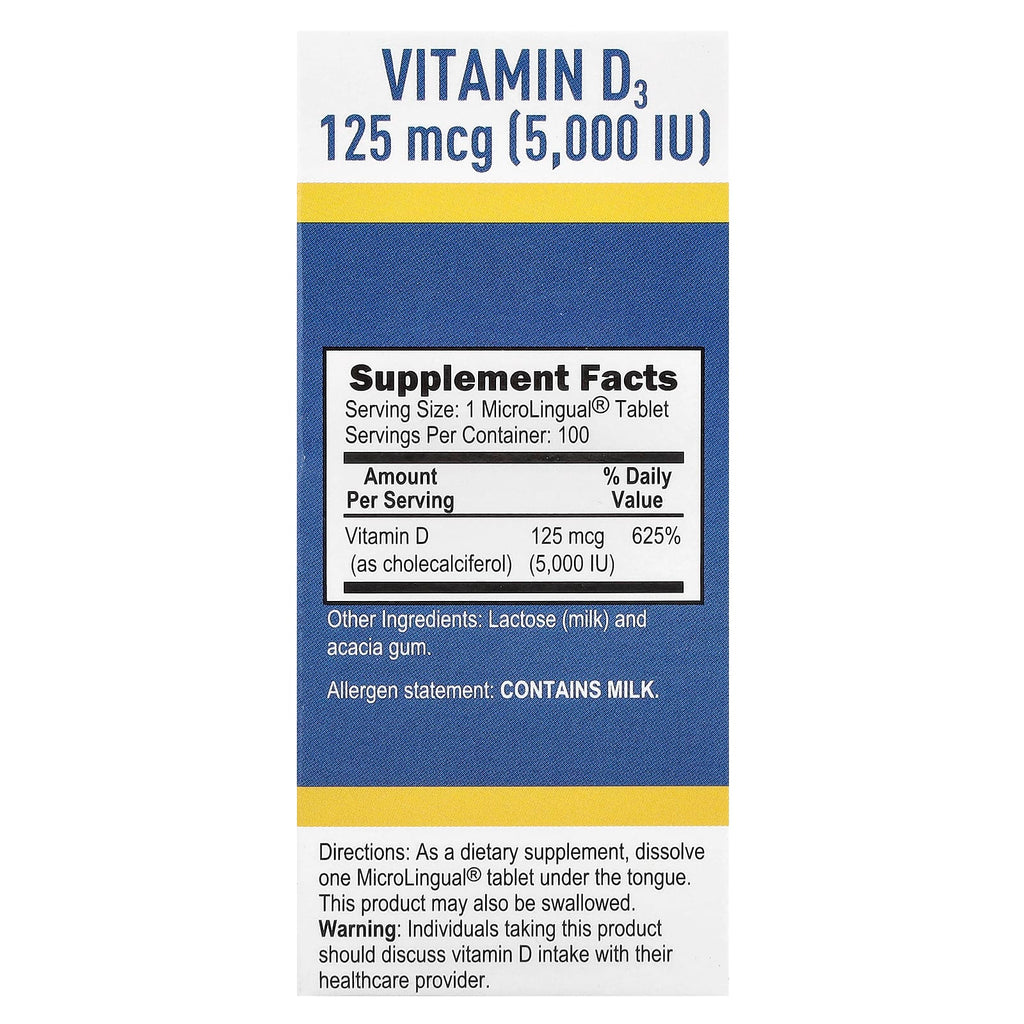 Superior Source, D3, 125 mcg (5,000 IU), 100 MicroLingual® Instant Dissolve Tablets