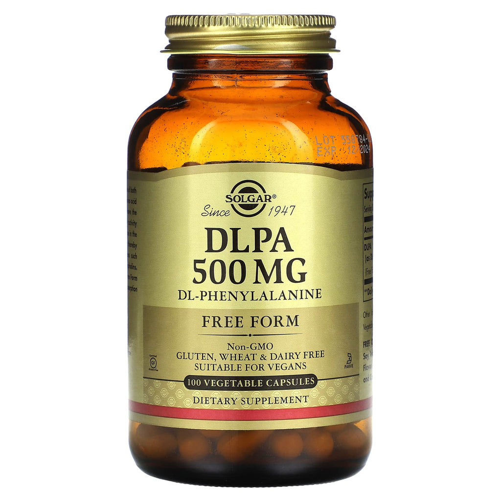 Solgar, DLPA, DL-Phenylalanine, Free Form, 500 mg, 100 Vegetable Capsules