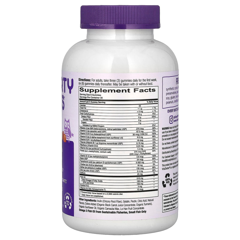 SmartyPants, Adult Formula and Fiber, Lemon, Strawberry Banana, and Orange, 180 Gummies