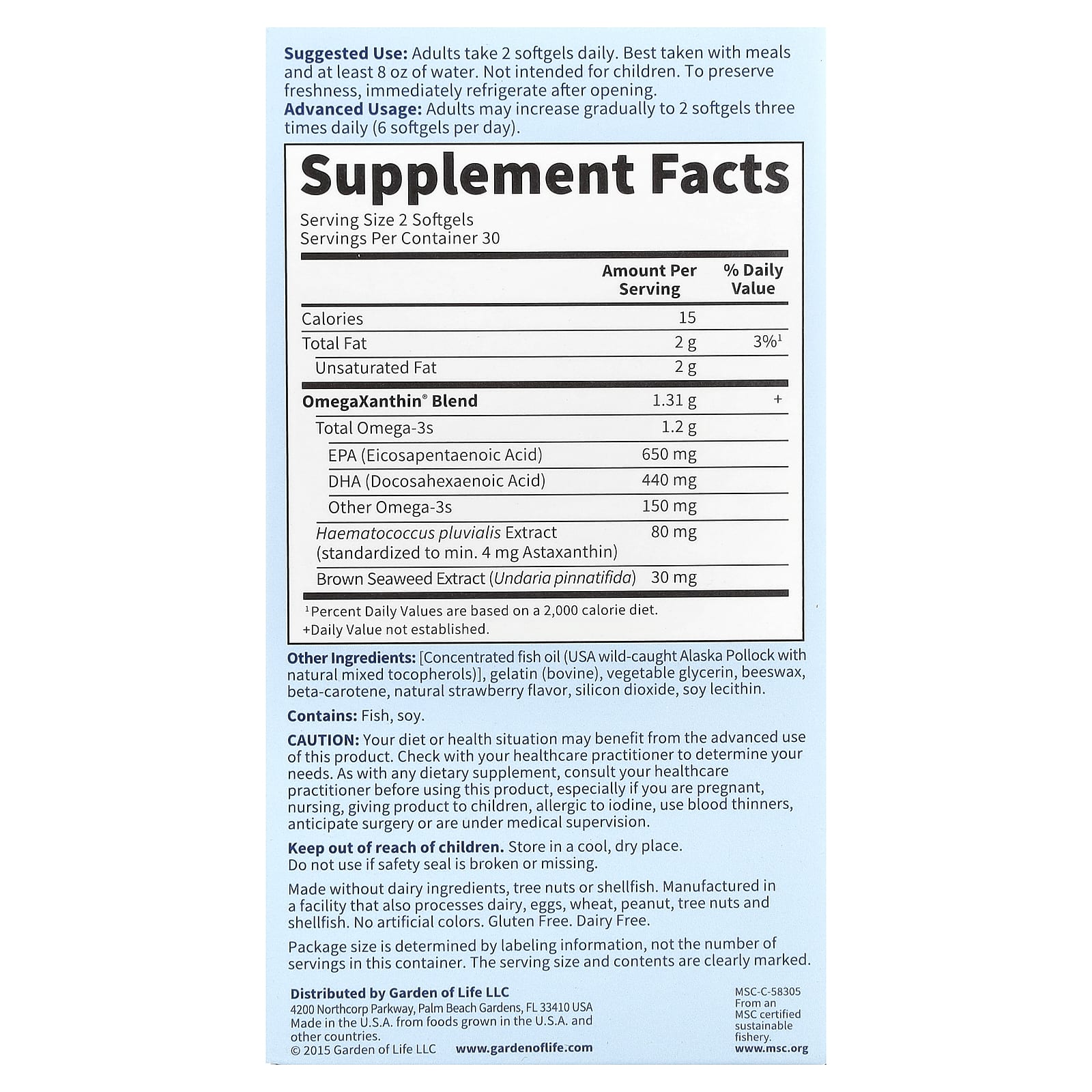 Garden of Life, Oceans 3™, Beyond Omega-3 with OmegaXanthin™, 60 Softgels