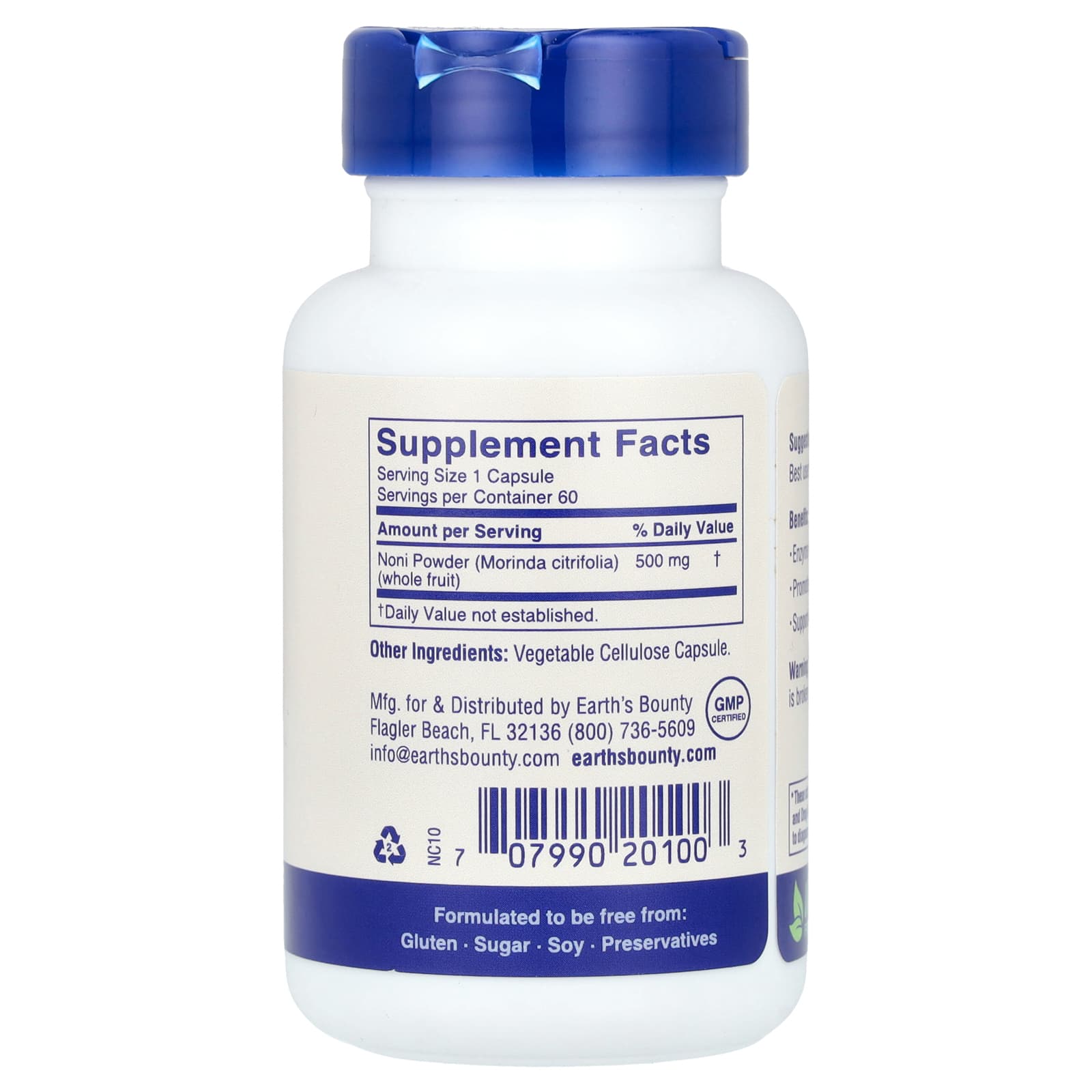 Earth's Bounty, Hawaiian Noni Fruit, 60 Capsules (500 mg per Capsule)