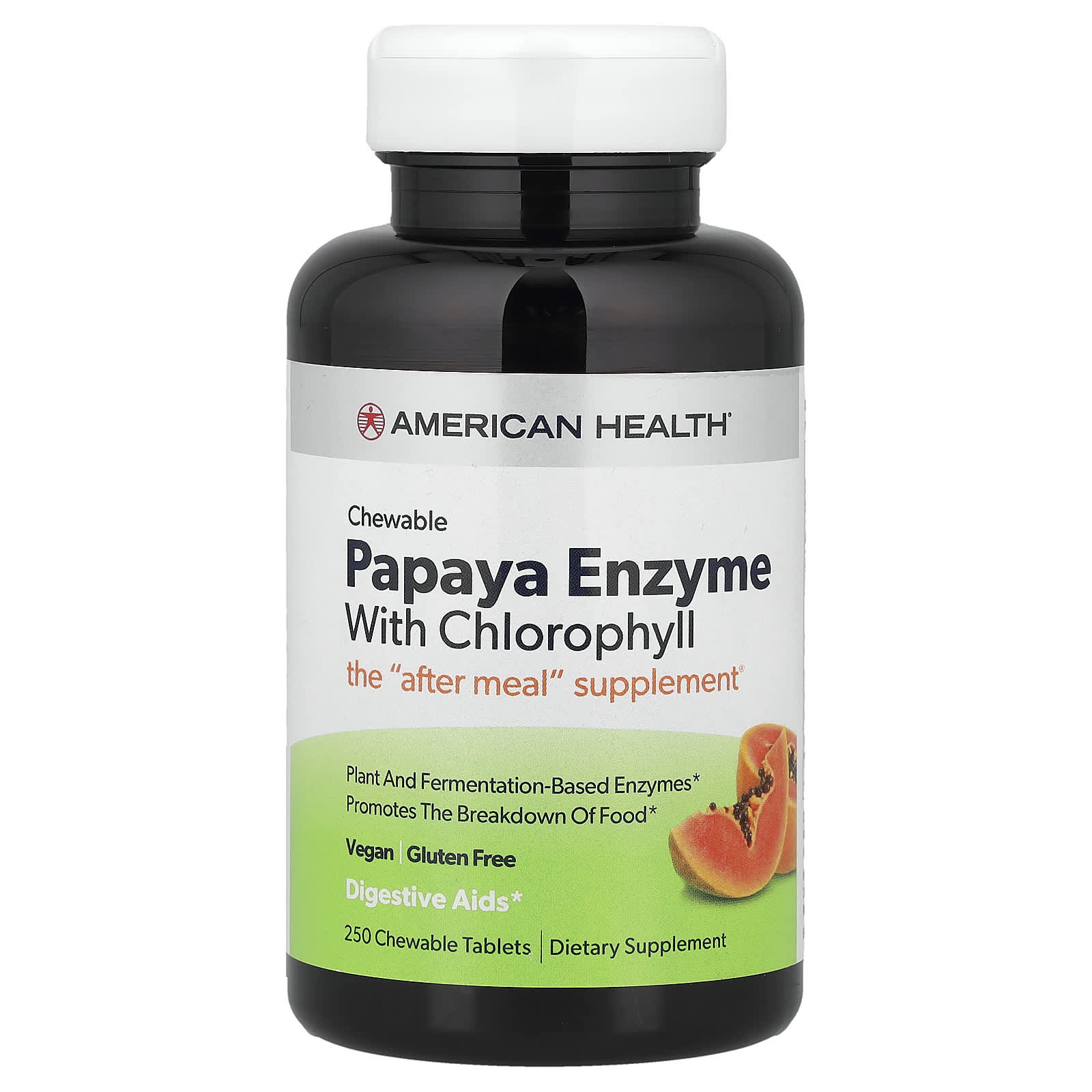 American Health, Chewable Papaya Enzyme with Chlorophyll, 250 Chewable Tablets