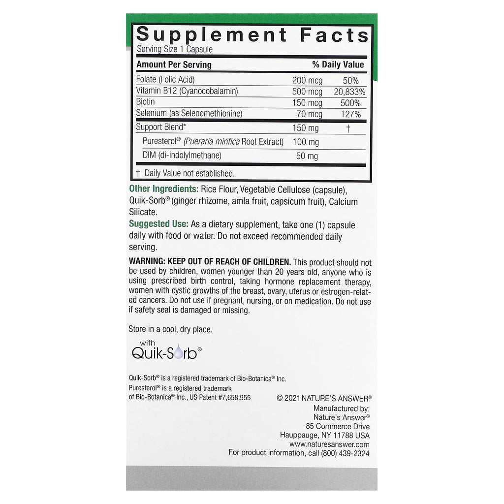 Nature's Answer, Pueraria Mirifica, 150 mg, 60 Vegetarian Capsules