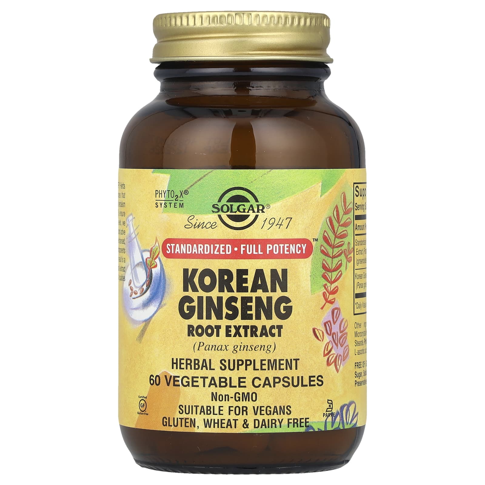 Solgar, Korean Ginseng Root Extract, 60 Vegetable Capsules