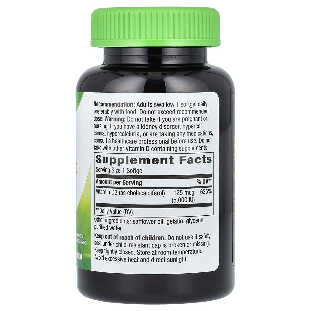 Nature's Way, Vitamin D3 Max, 125 mcg (5,000 IU), 240 Softgels