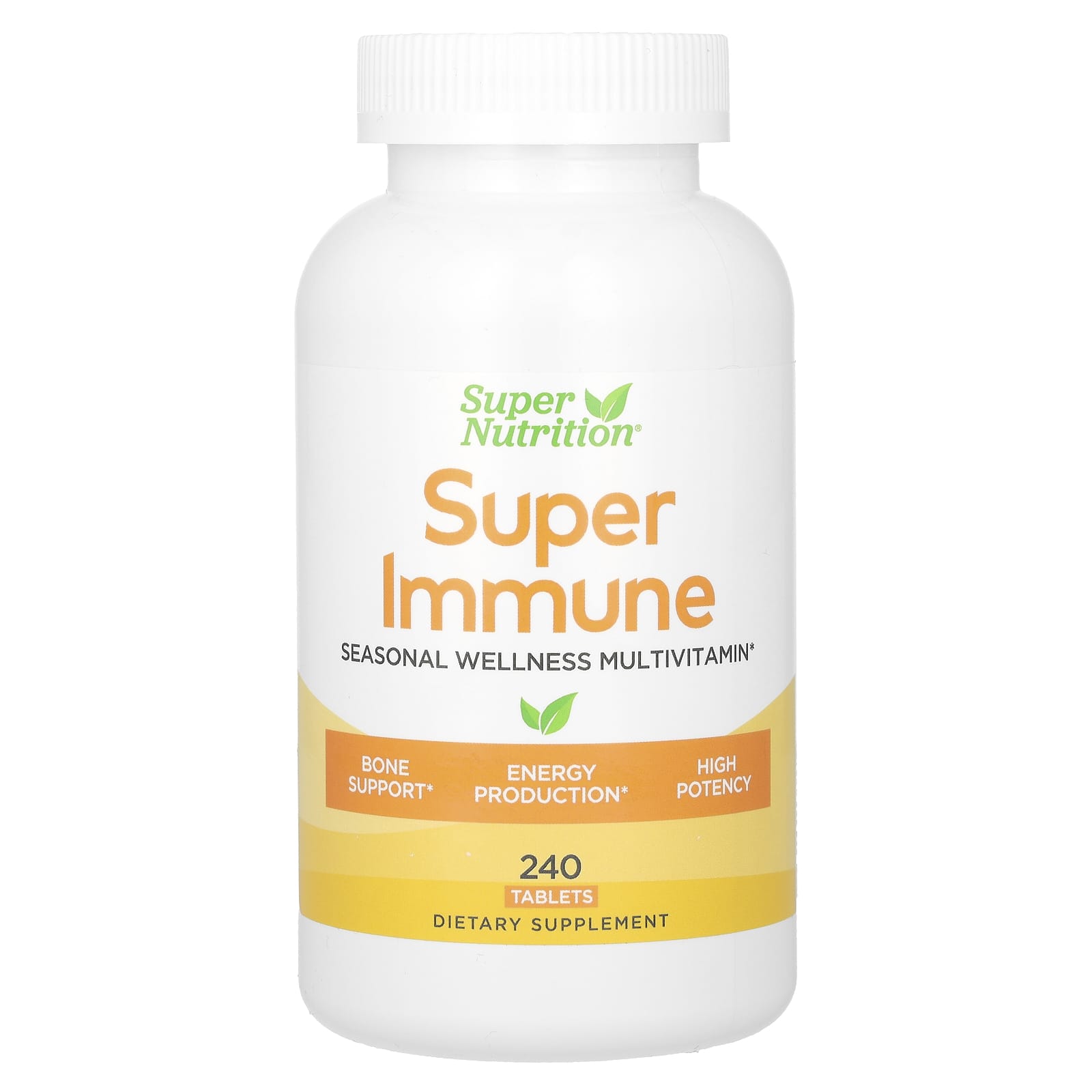 Super Nutrition, Super Immune, Immune-Strengthening Multivitamin with Glutathione, High-Potency Vitamins, Minerals and Herbs, 240 Tablets