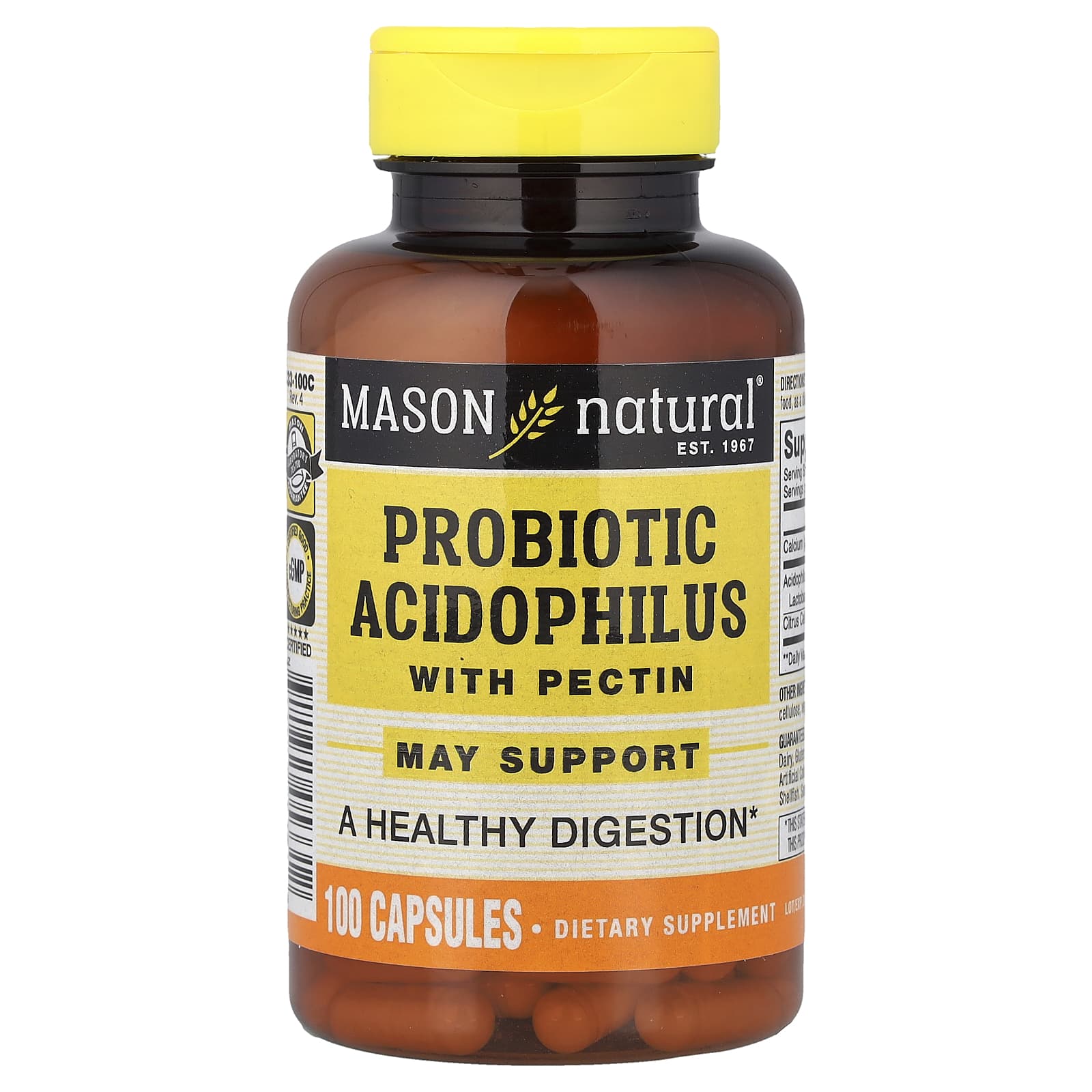 Mason Natural, Probiotic Acidophilus with Pectin, 100 Capsules