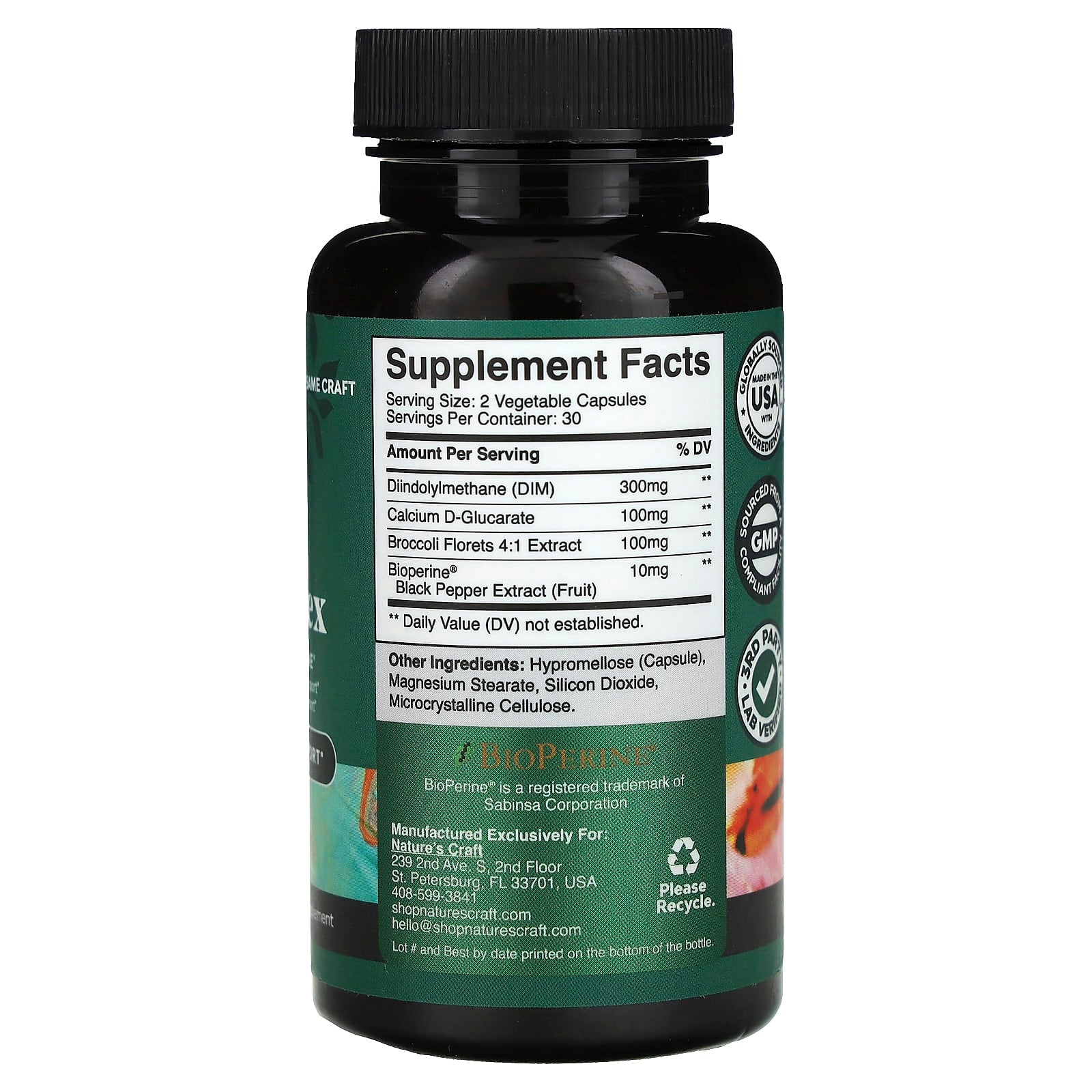 Nature's Craft, DIM Complex With BioPerine®, 60 Capsules