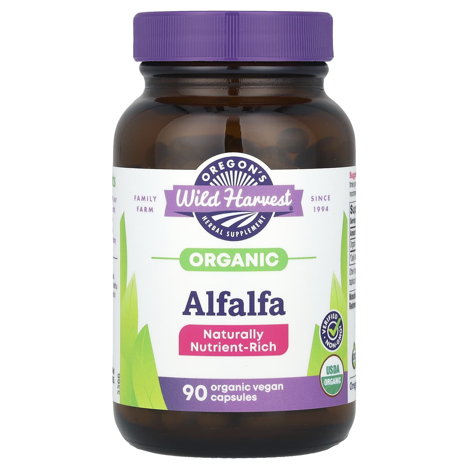 Oregon's Wild Harvest, Organic Alfalfa, 90 Organic Vegan Capsules (400 mg per Capsule)