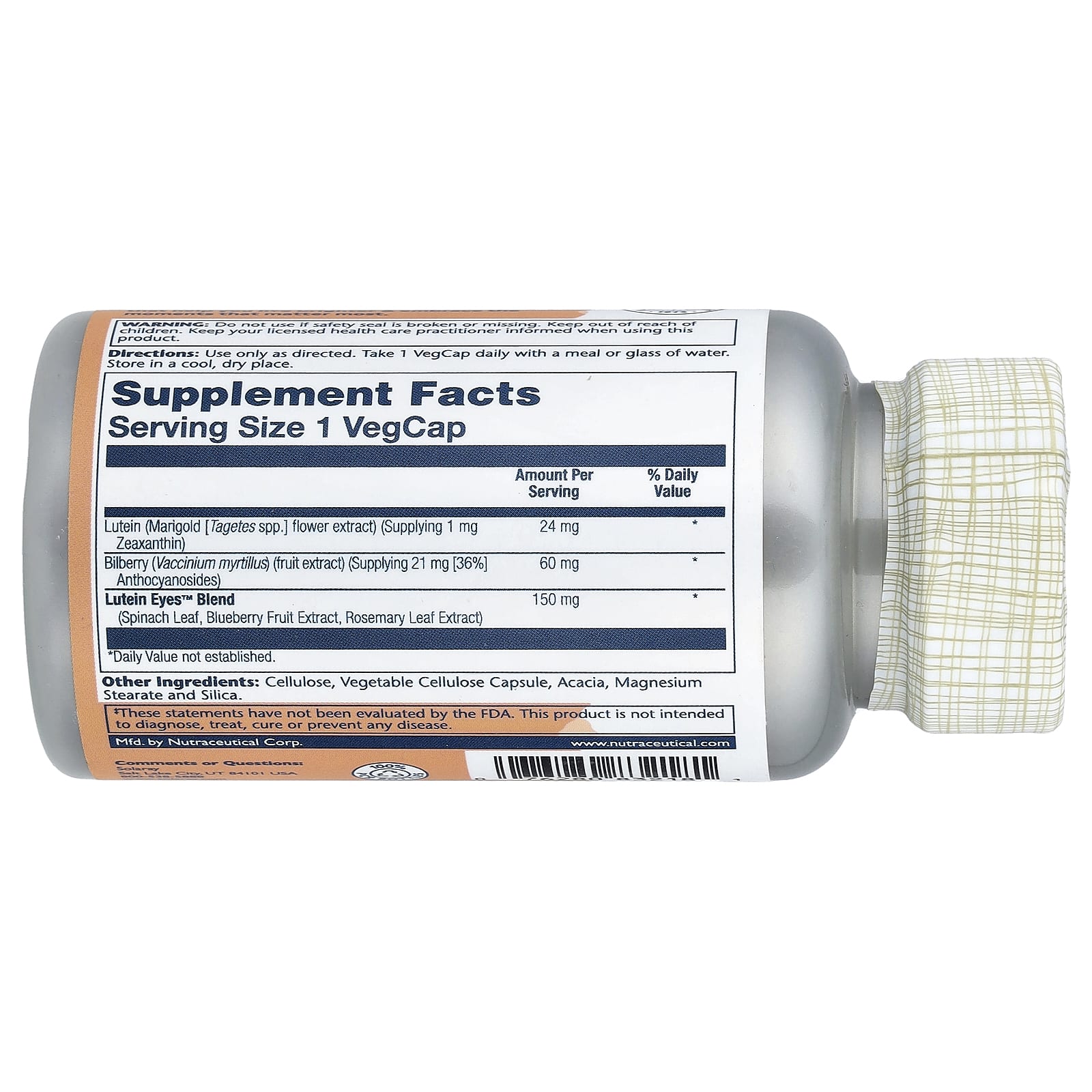 Solaray, Advanced Lutein Eyes™ 24 with Bilberry & Blueberry, 60 VegCaps