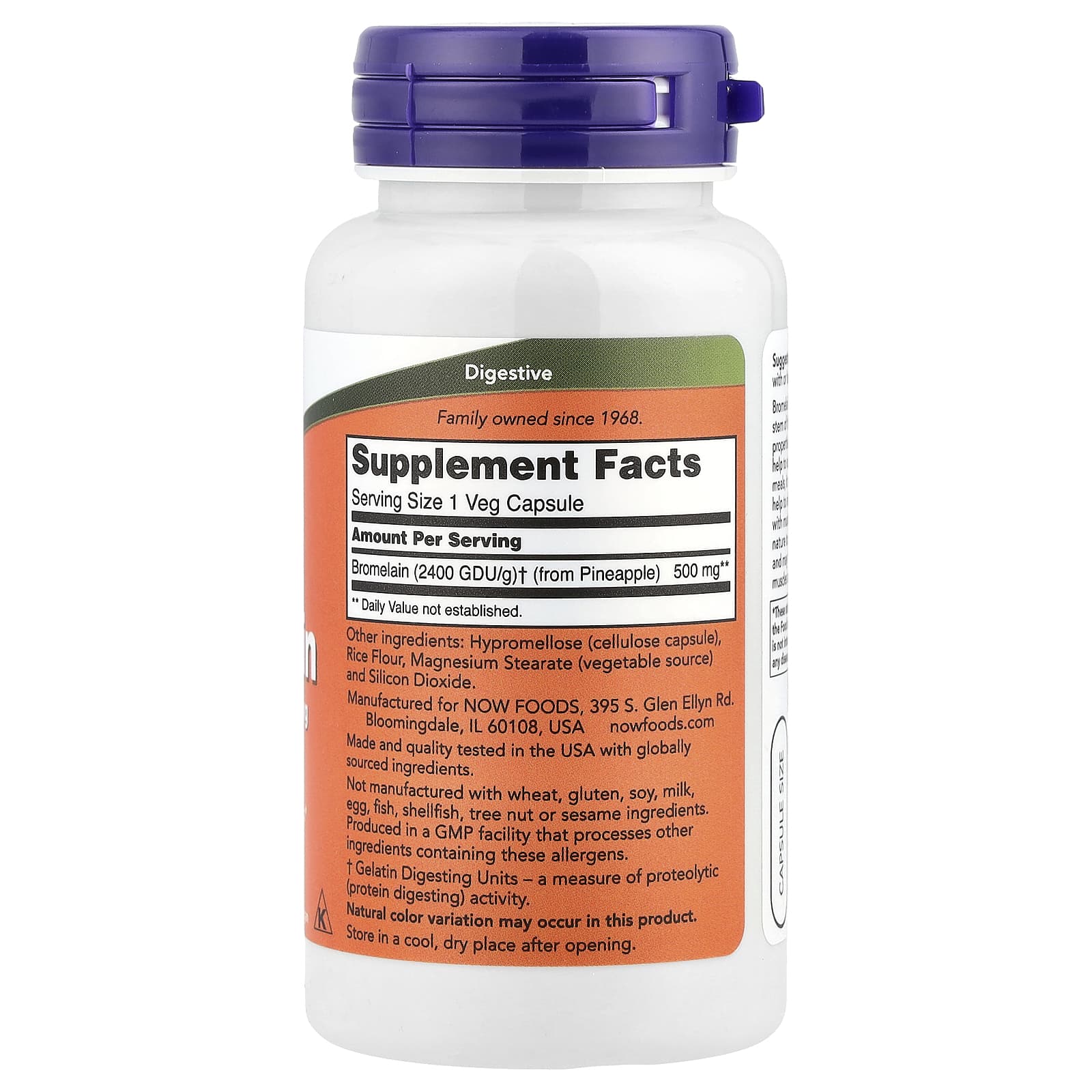 NOW Foods, Bromelain, 500 mg, 60 Veg Capsules