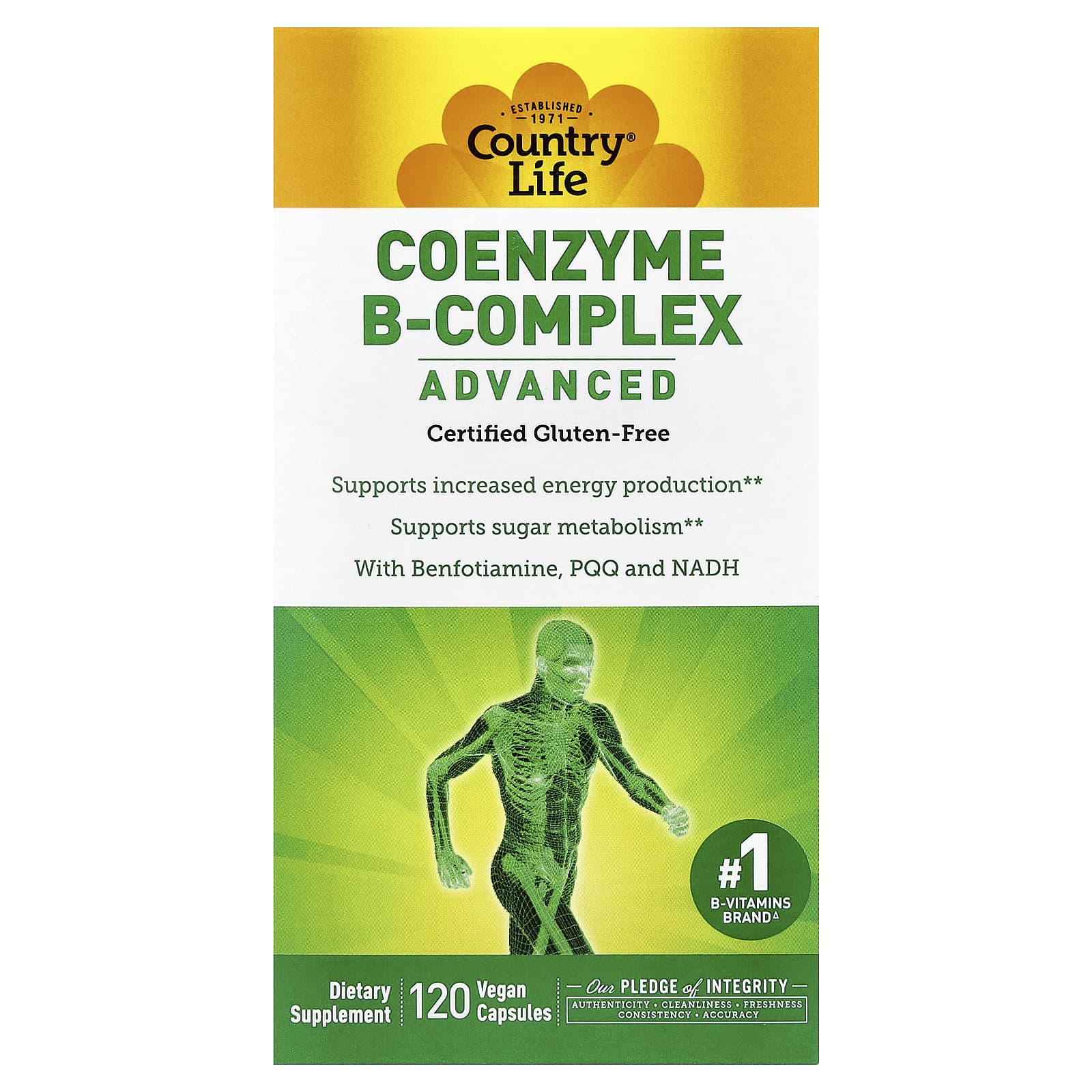 Country Life, Coenzyme B-Complex, Advanced, 120 Vegan Capsules