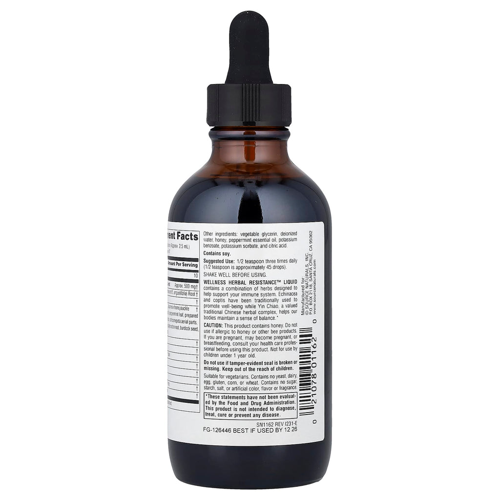Source Naturals, Wellness Herbal Resistance™ Liquid, Alcohol Free, 4 fl oz (118.28 ml)