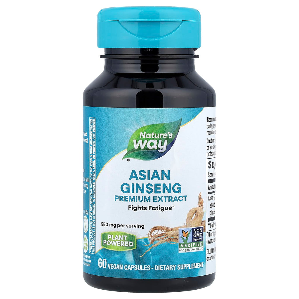 Nature's Way, Premium Extract, Asian Ginseng, 60 Vegan Capsules (550 mg per Capsule)