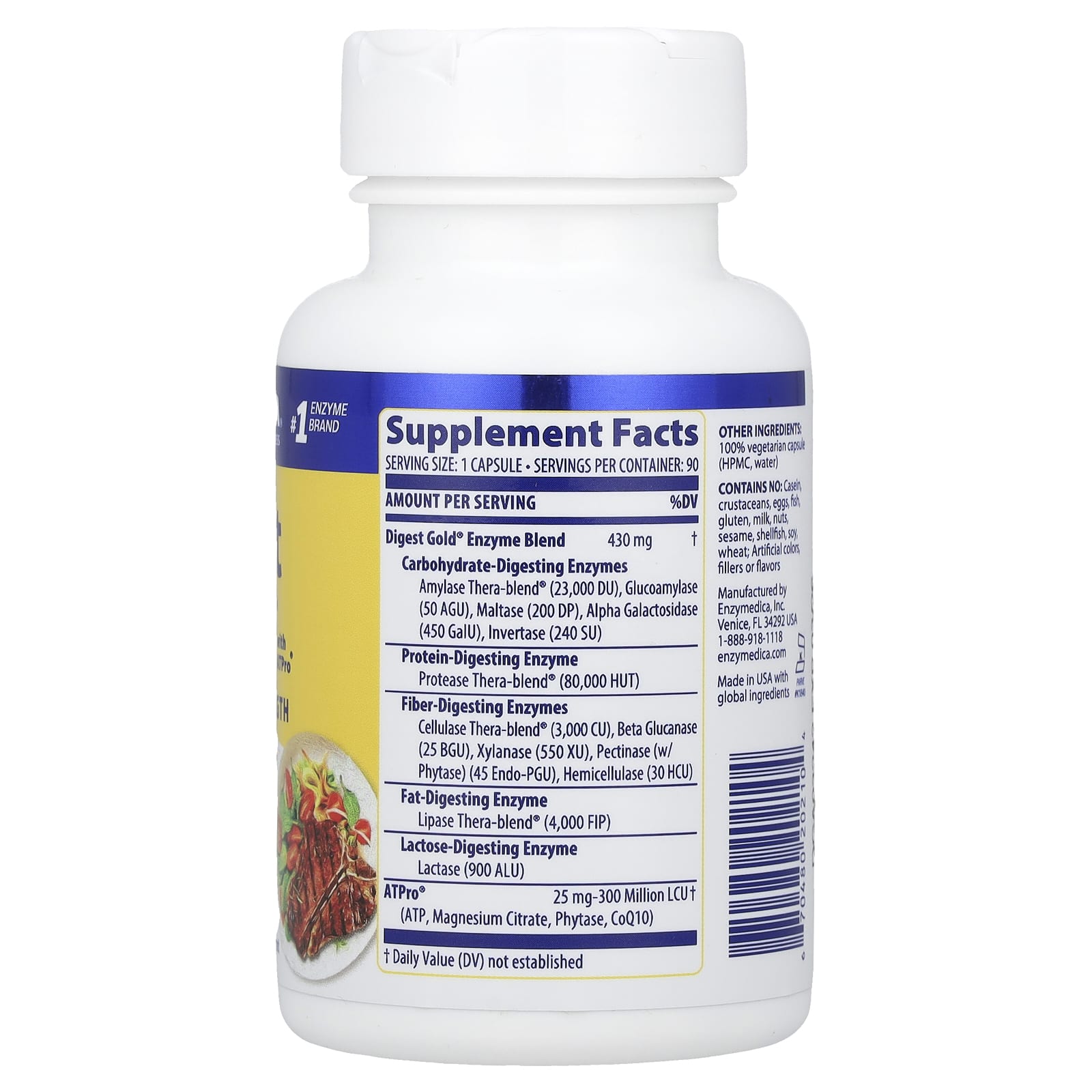 Enzymedica, Digest Gold® with ATPro®, Maximum Strength, 90 Capsules