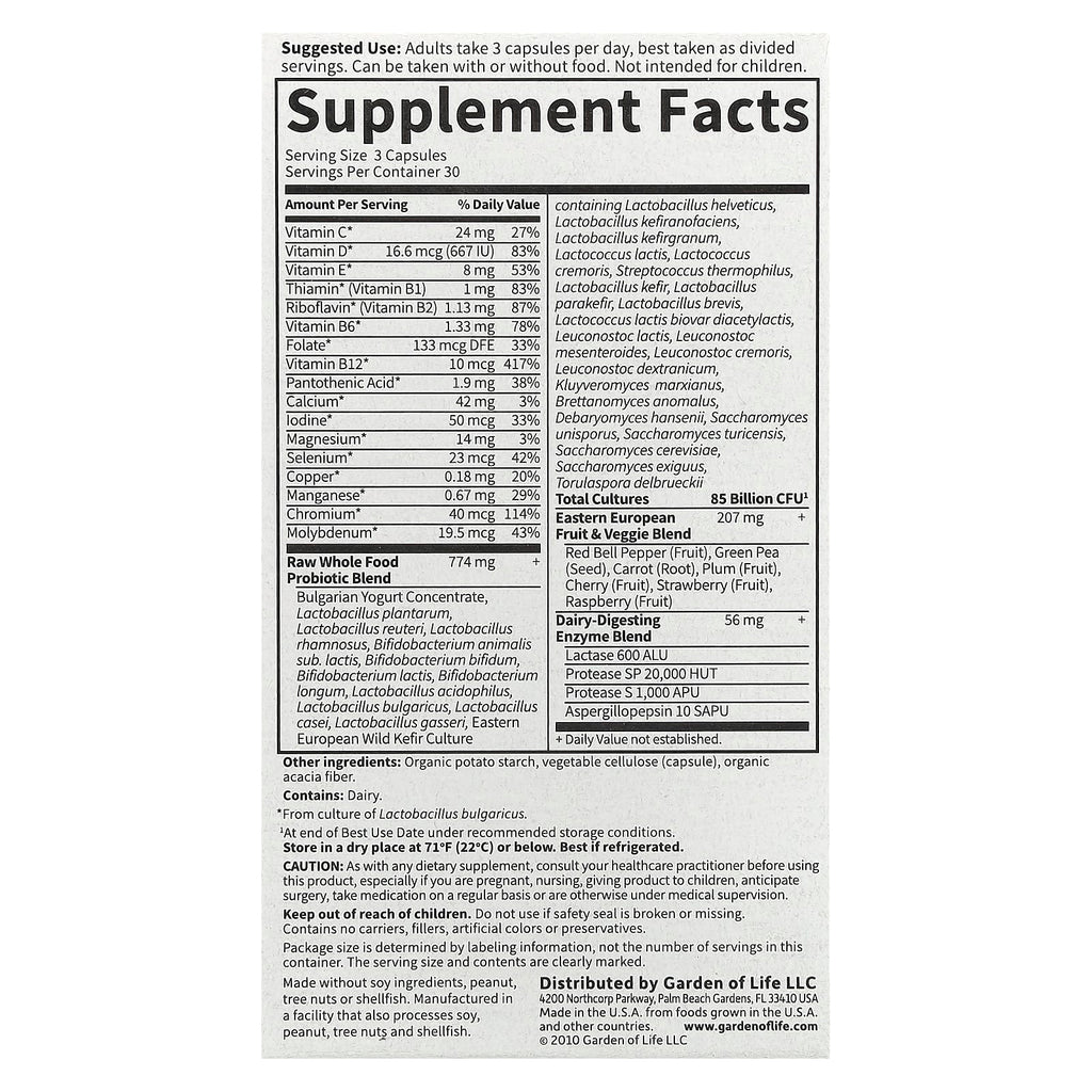 Garden of Life, RAW Probiotics, Women 50 & Wiser, 90 Vegetarian Capsules