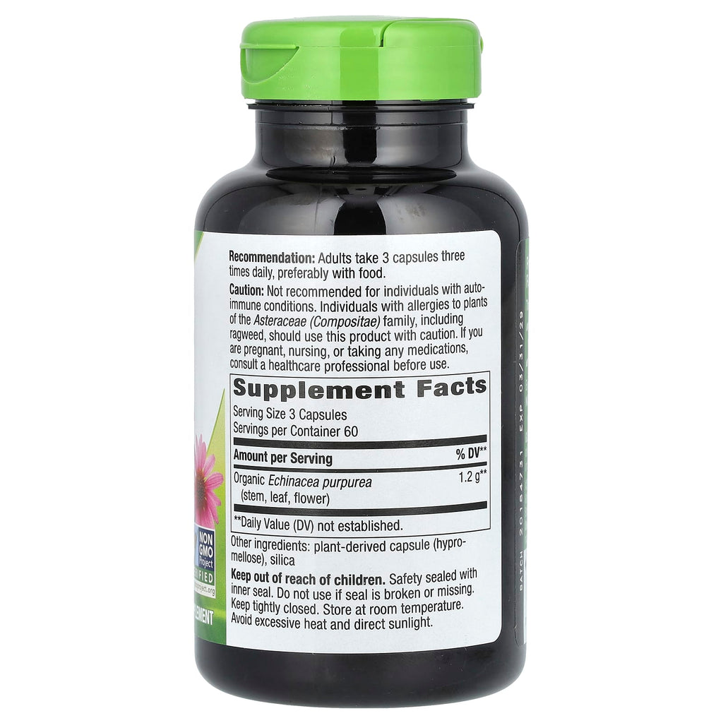 Nature's Way, Echinacea Purpurea Herb, 180 Vegan Capsules (400 mg per Capsule)