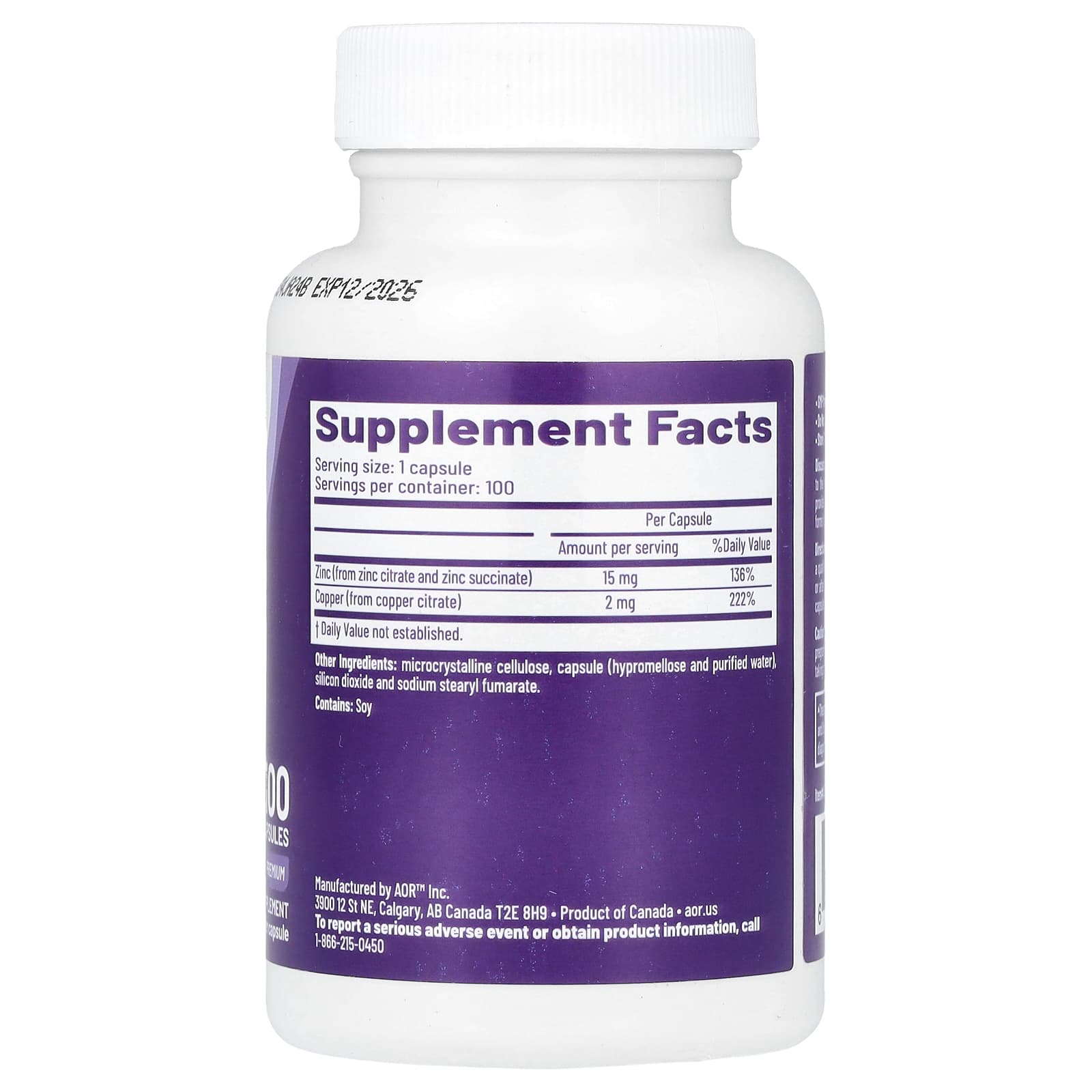 Advanced Orthomolecular Research AOR, Zinc-Copper Balance™, 100 Capsules