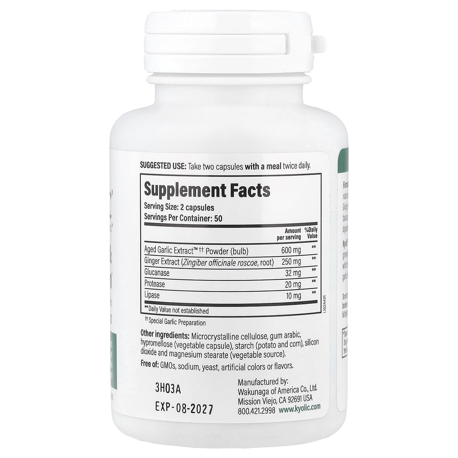 Kyolic, Aged Garlic Extract™, Cleanse & Digestion, Formula 102, 100 Veggie Capsules