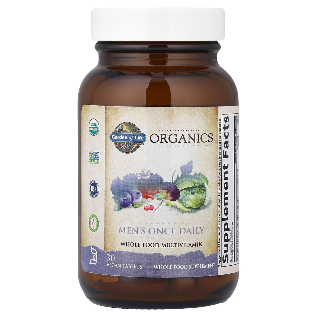 Garden of Life, Organics, Men's Once Daily, Whole Food Multivitamin, 30 Vegan Tablets