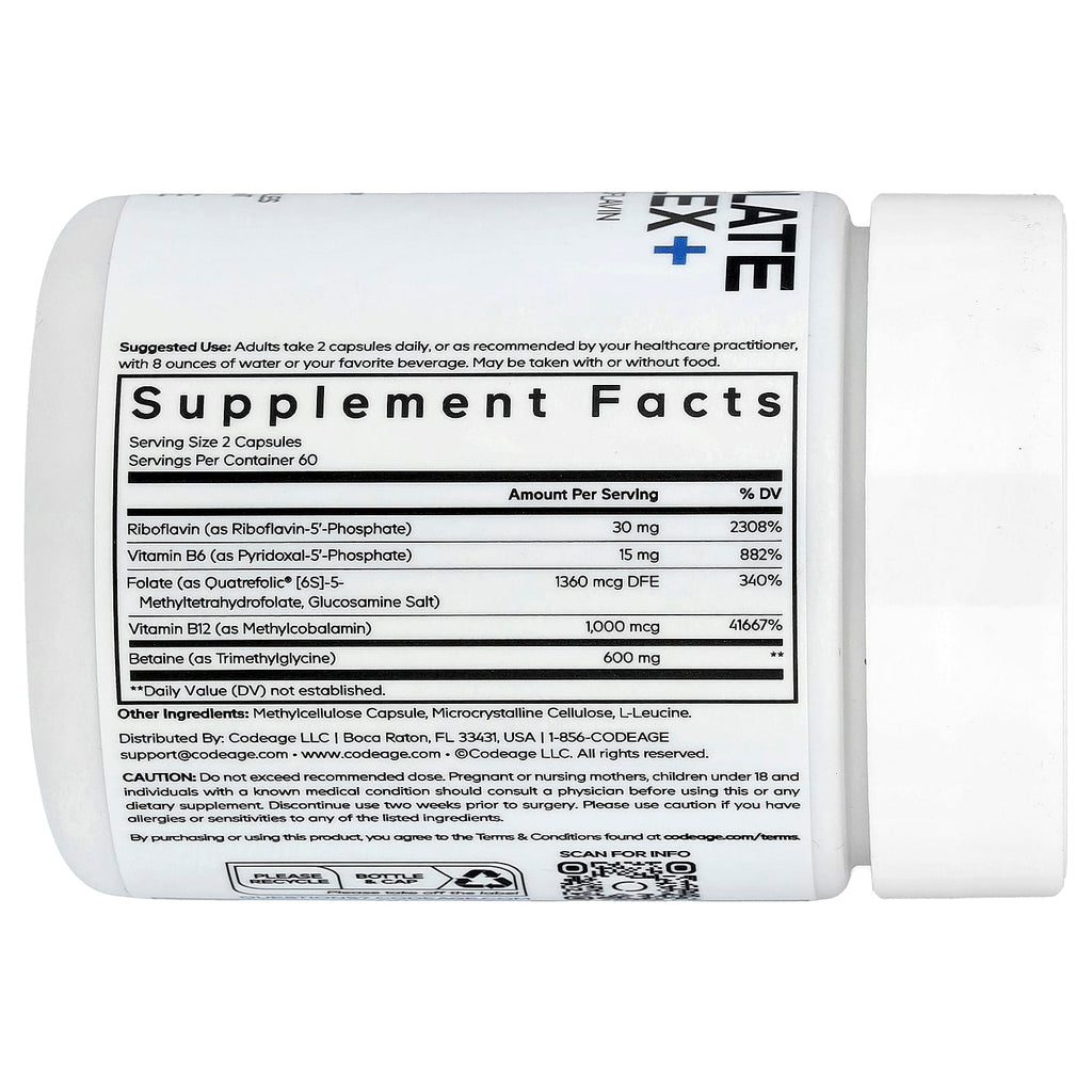 Codeage, Methylfolate B Complex+, 120 Vegetable Capsules