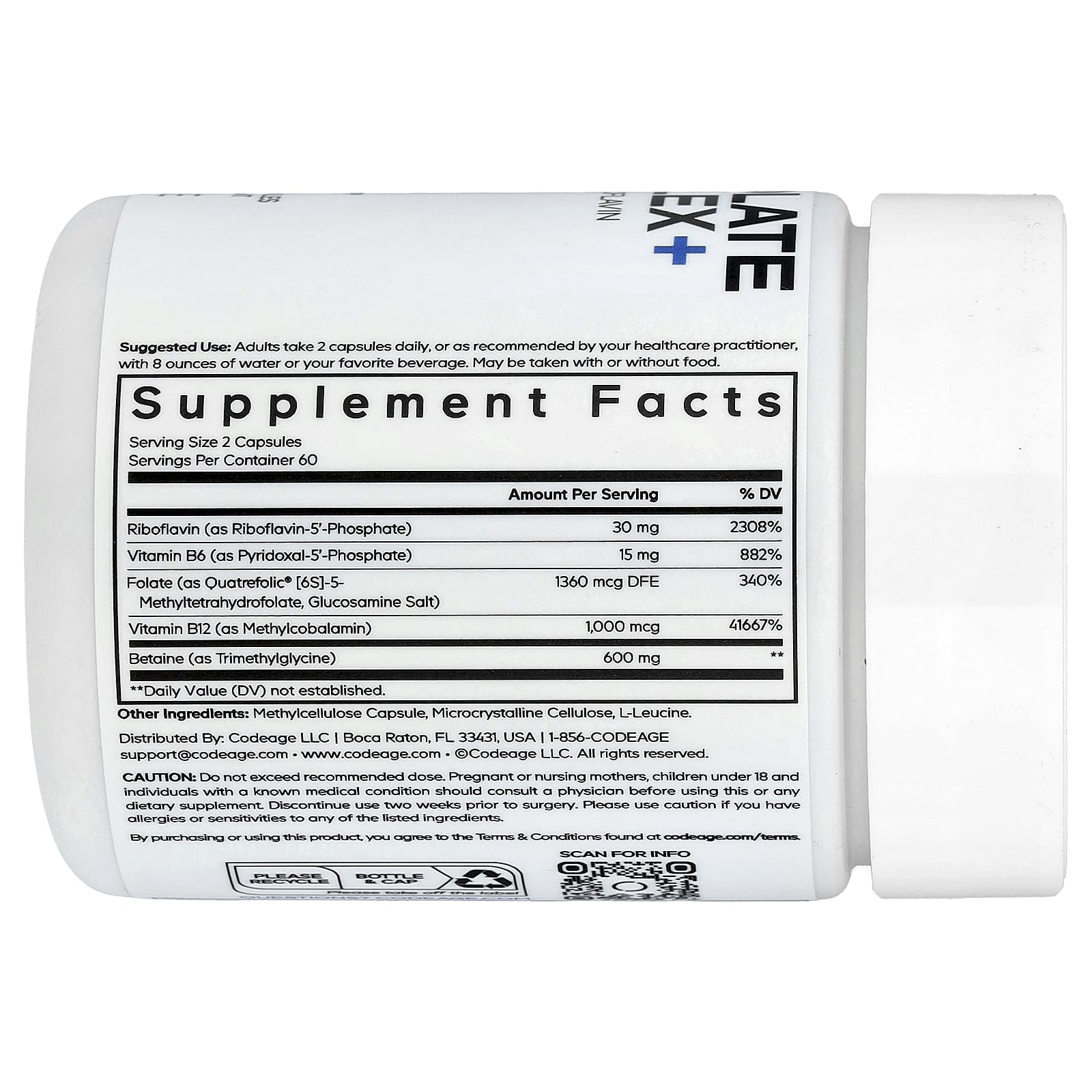 Codeage, Methylfolate B Complex+, 120 Vegetable Capsules