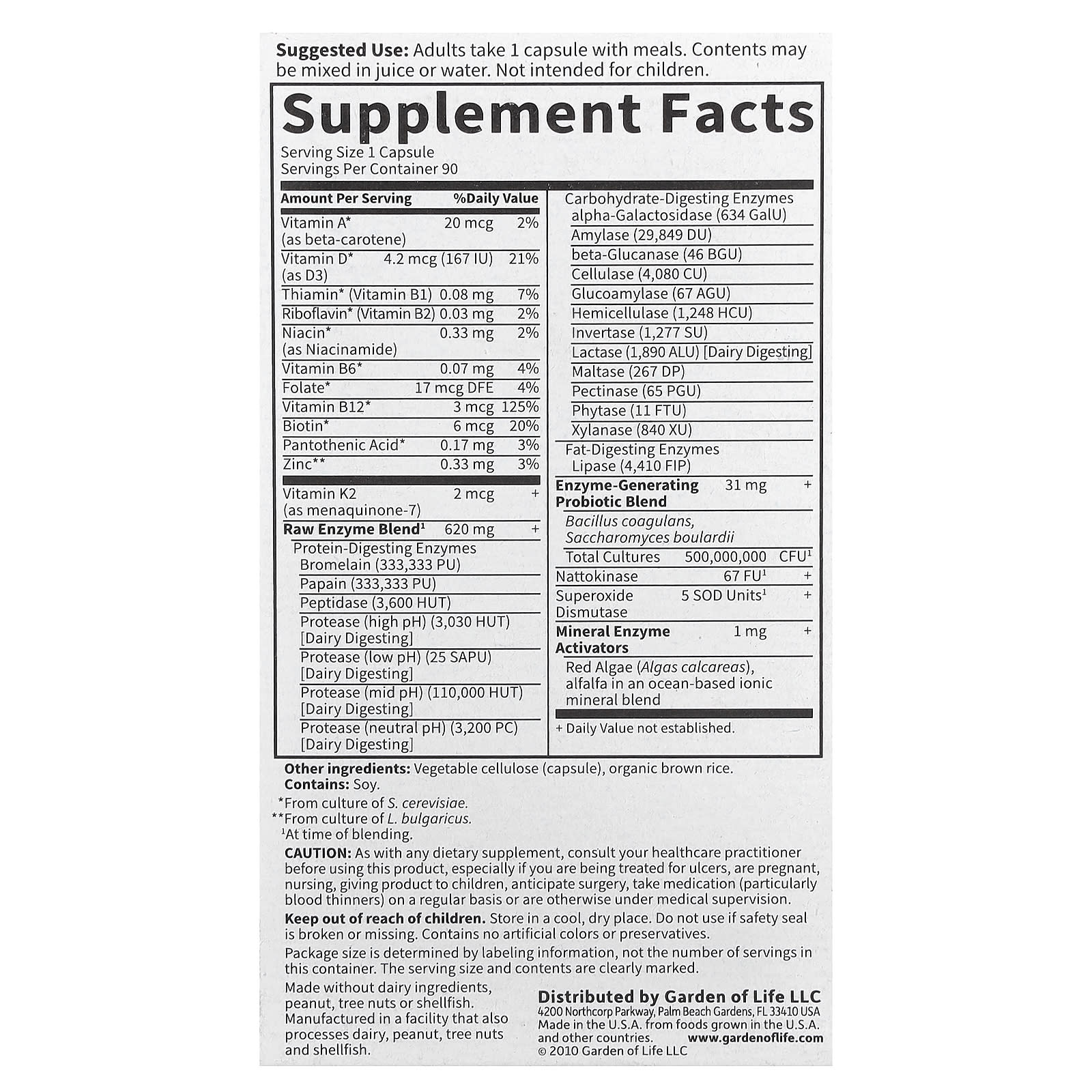 Garden of Life, RAW Enzymes, Women 50 & Wiser, 90 Vegetarian Capsules