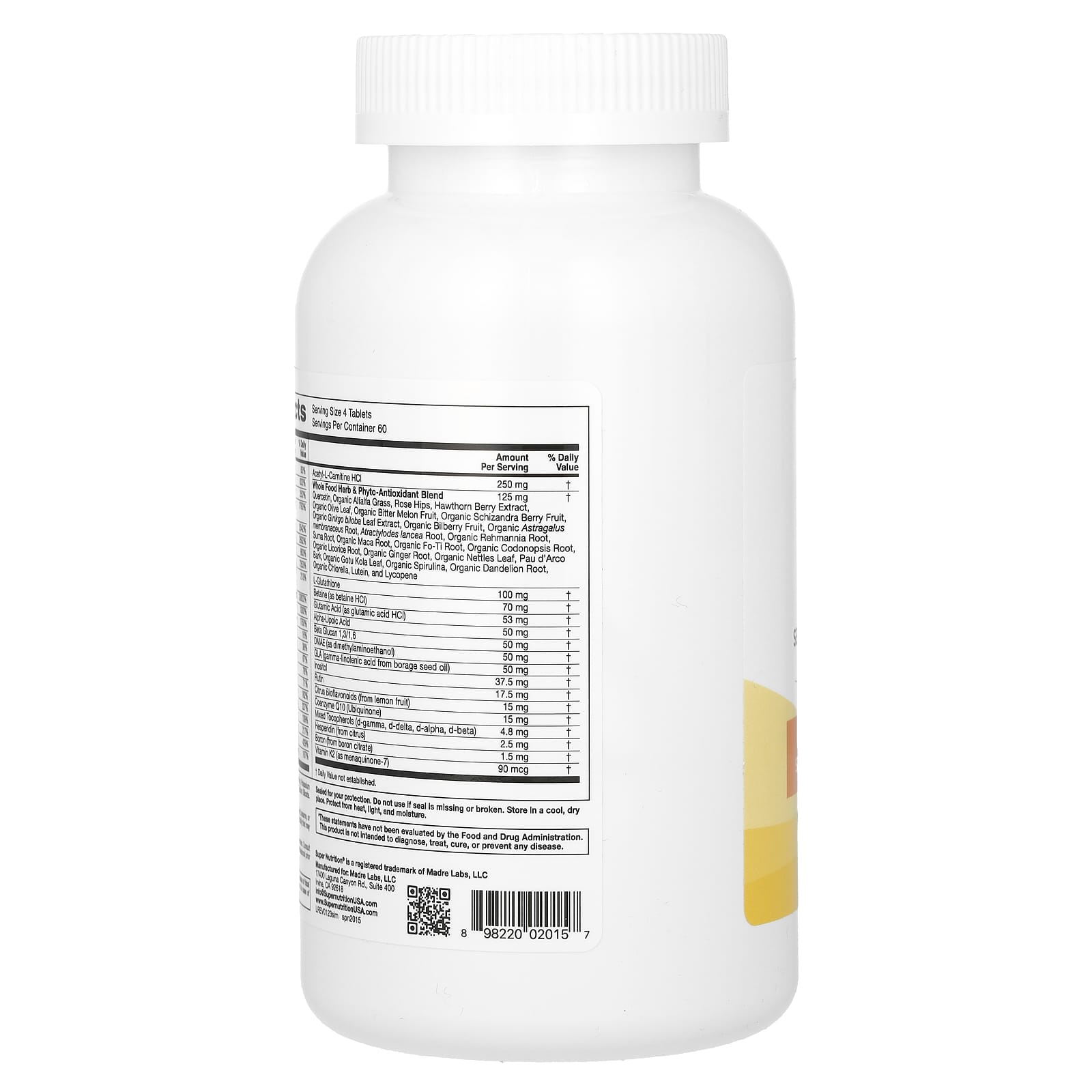 Super Nutrition, Super Immune, Immune-Strengthening Multivitamin with Glutathione, High-Potency Vitamins, Minerals and Herbs, 240 Tablets