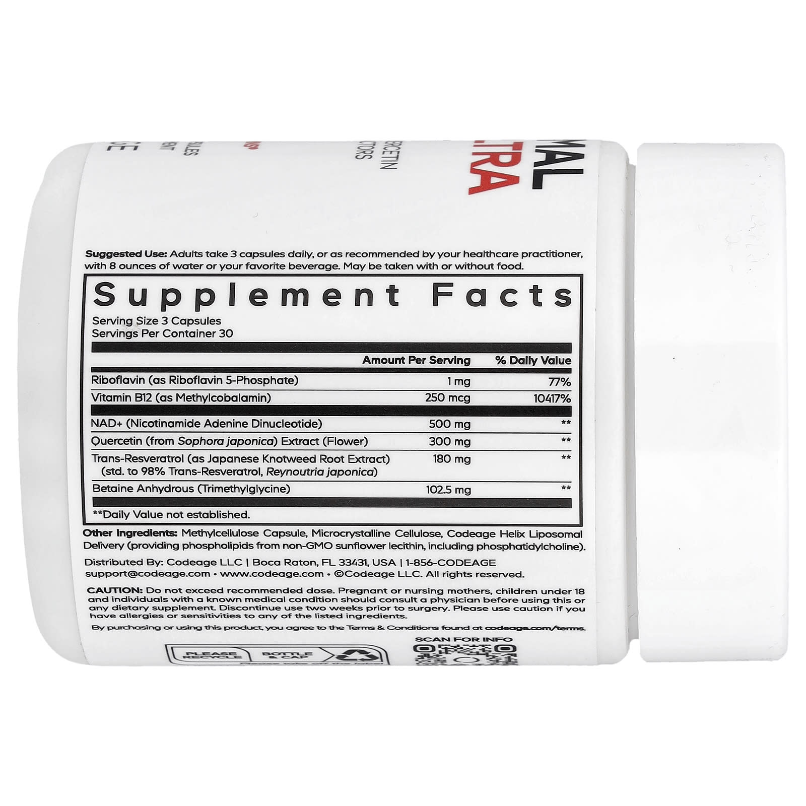 Codeage, Sport, Liposomal NAD+ ULTRA, 90 Vegetable Capsules
