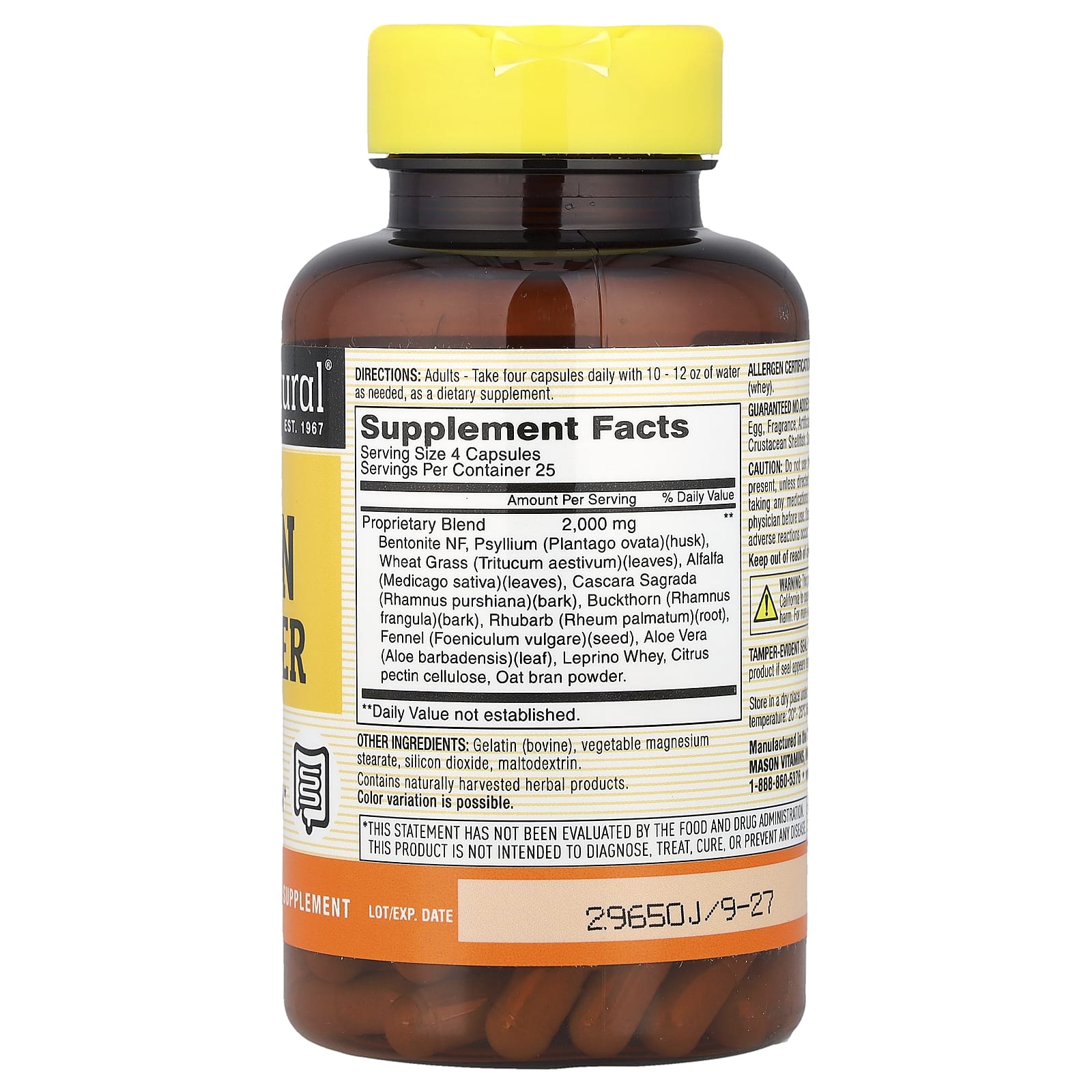 Mason Natural, Herbal Colon Cleanser, 100 Capsules