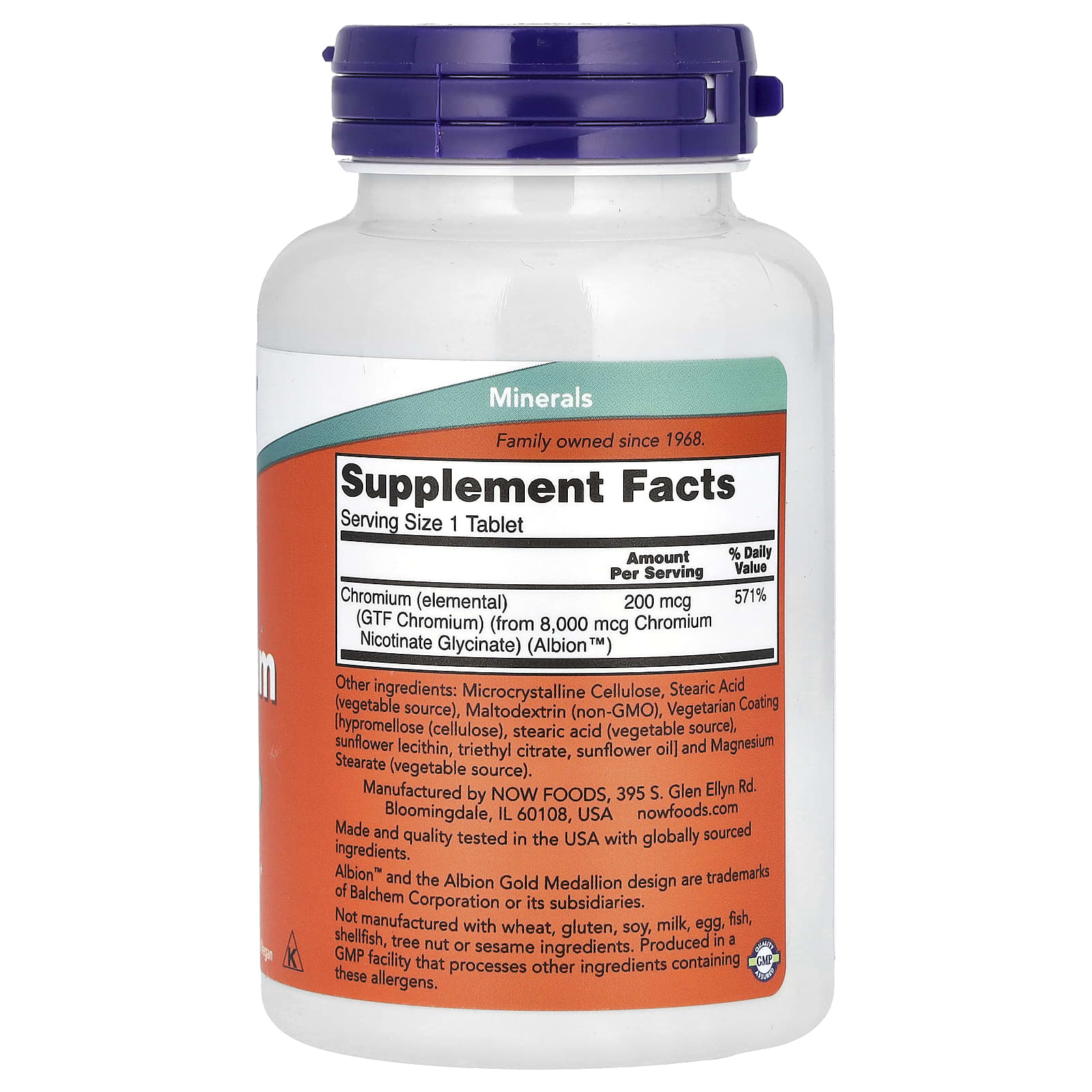 NOW Foods, GTF Chromium, 200 mcg, 250 Tablets