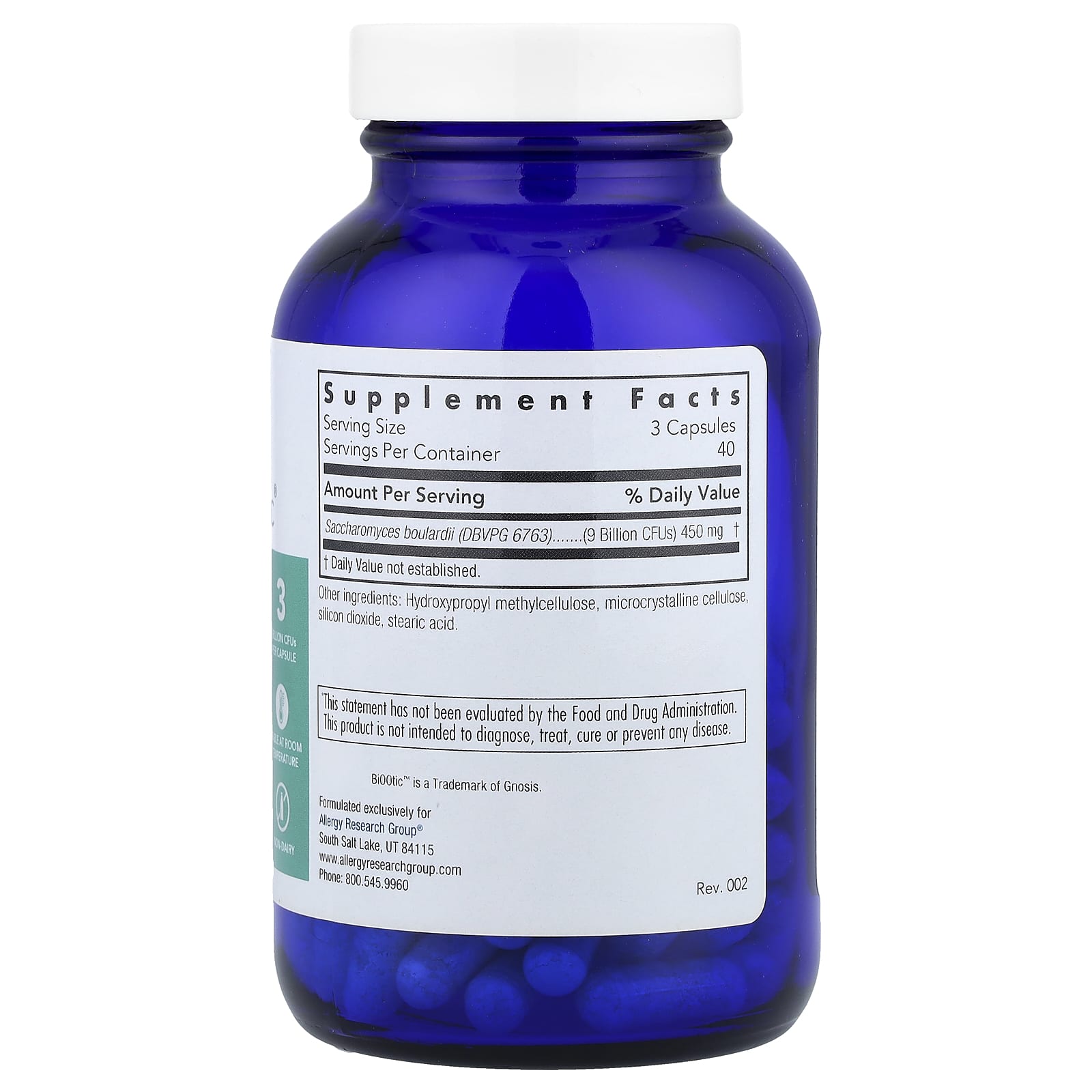 Allergy Research Group, Essential-Biotic® Saccharomyces Boulardii, 120 Vegetarian Capsules (150 mg per Capsule)