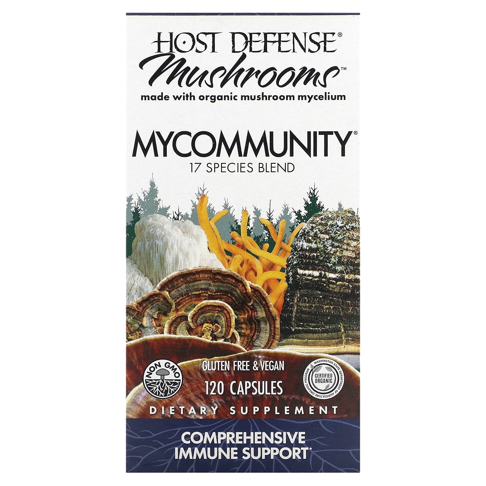 Host Defense, Mushrooms, MyCommunity, 120 Capsules