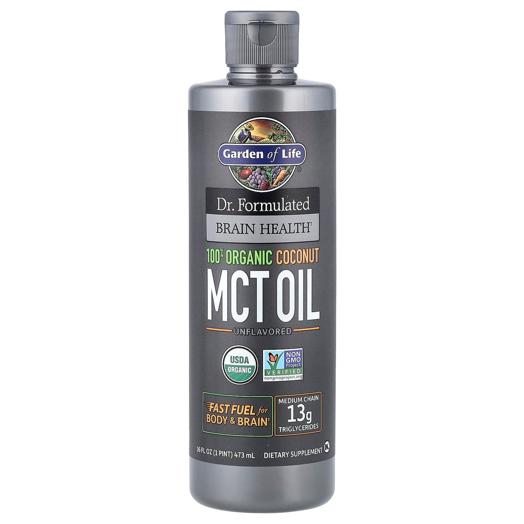 Garden of Life, Dr. Formulated Brain Health, 100% Organic Coconut MCT Oil, Unflavored, 16 fl oz (473 ml)