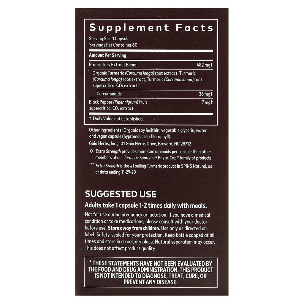 Gaia Herbs, Turmeric Supreme, 60 Vegan Liquid Phyto-Caps