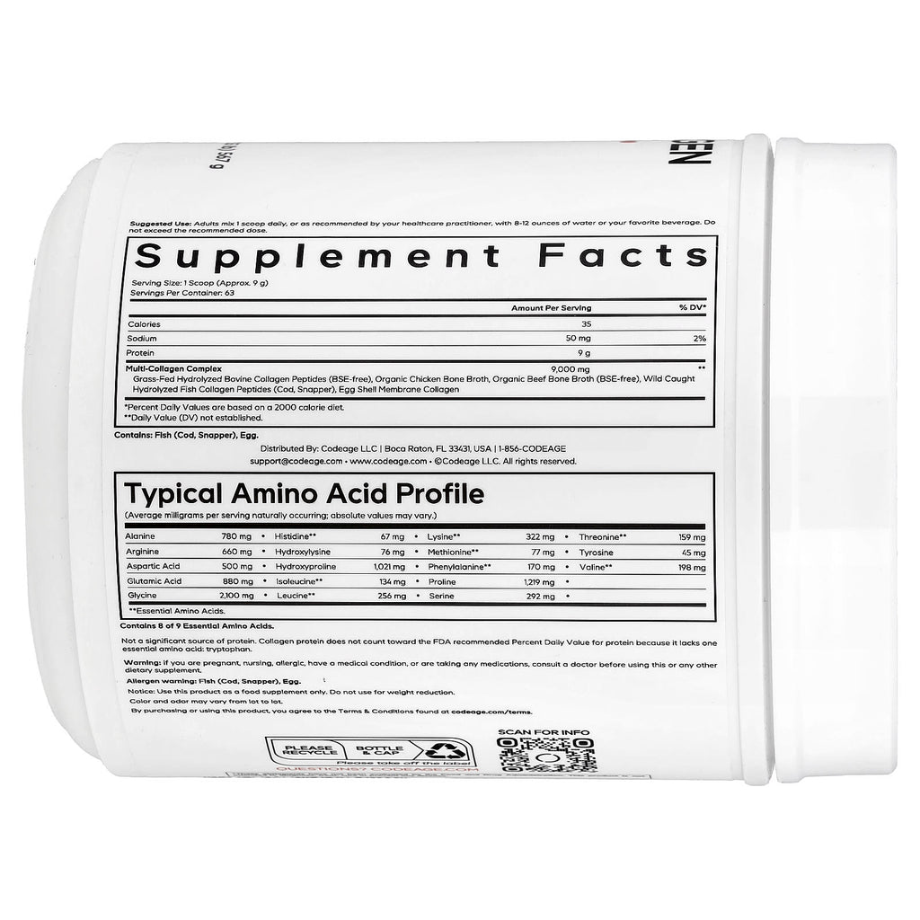 Codeage, Multi Collagen Peptides Powder, Unflavored, 20 oz (567 g)