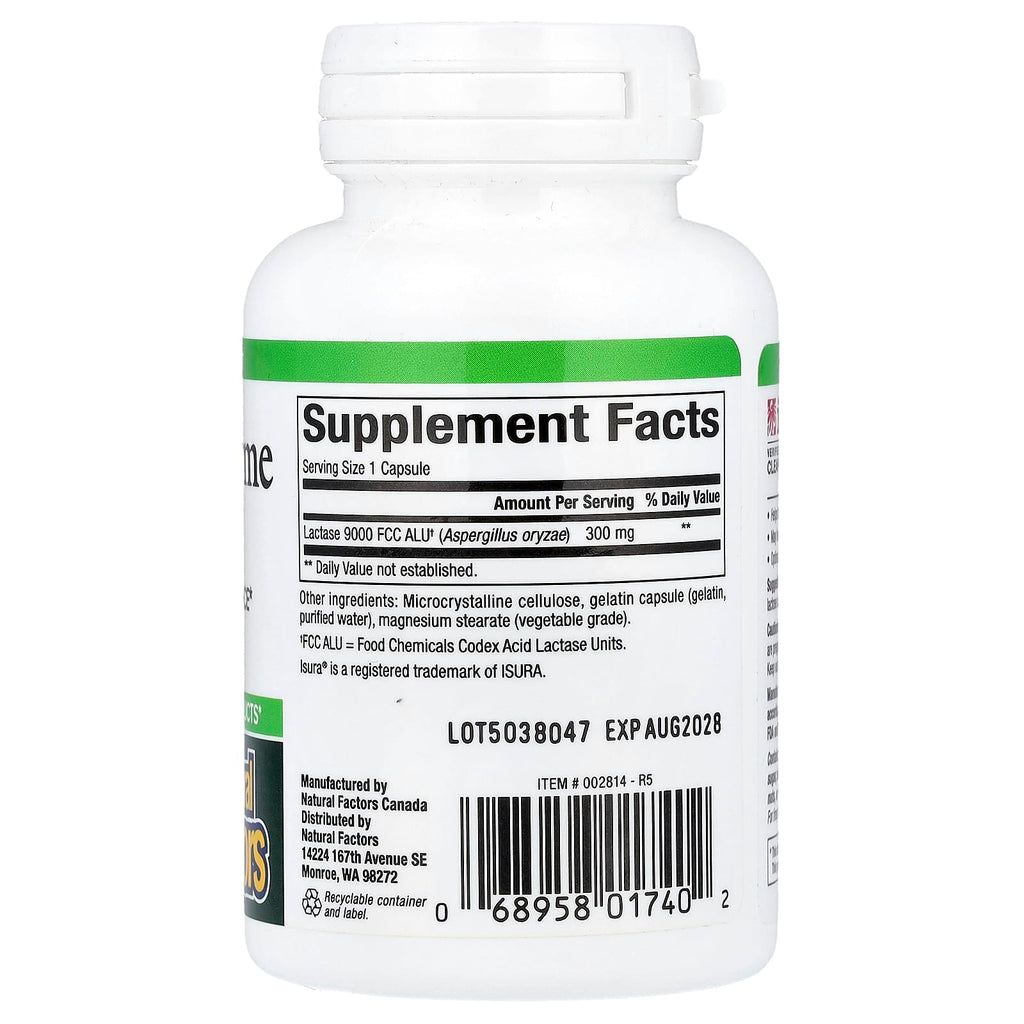 Natural Factors, Lactase Enzyme, 300 mg, 60 Capsules
