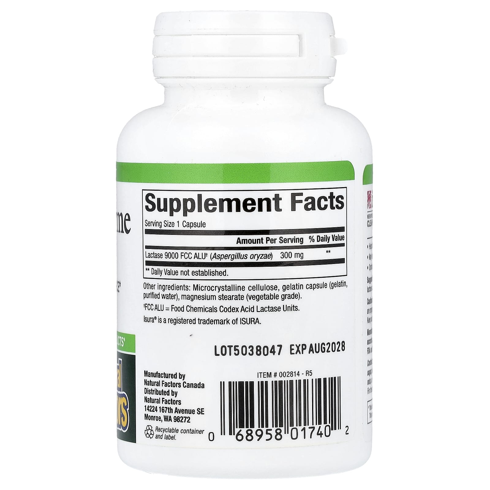 Natural Factors, Lactase Enzyme, 300 mg, 60 Capsules