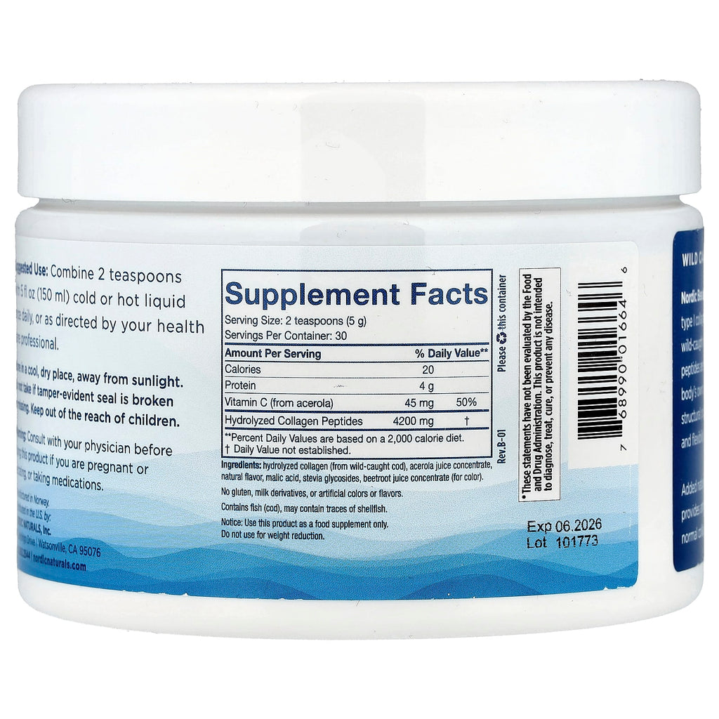 Nordic Naturals, Nordic Beauty, Marine Collagen with Vitamin C, Strawberry, 5.3 oz (150 g)