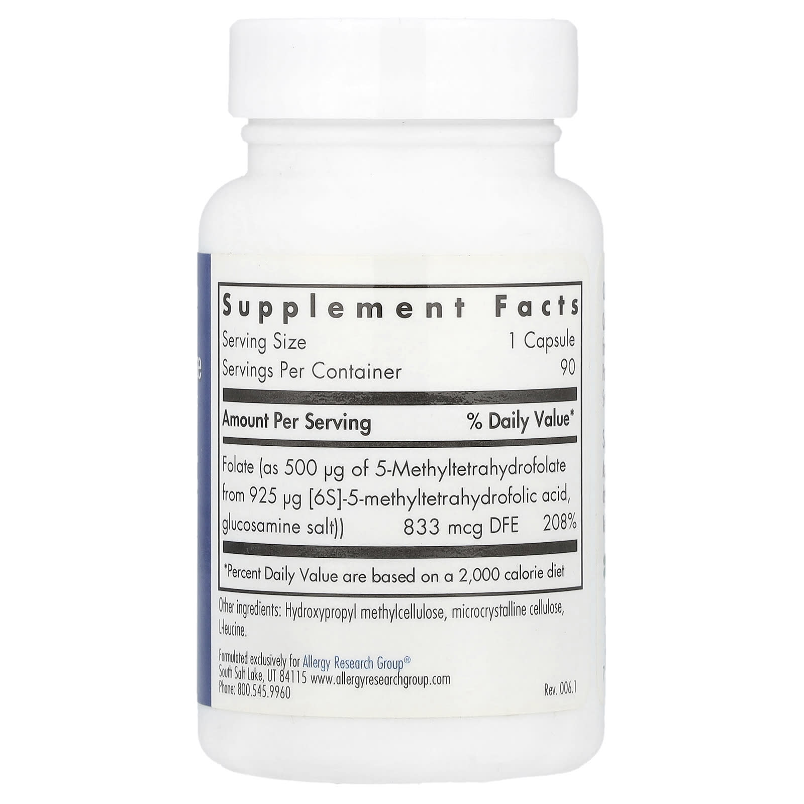 Allergy Research Group, QuatreActiv® Folate, 4th Generation 5-MTHF, 90 Vegetarian Capsules