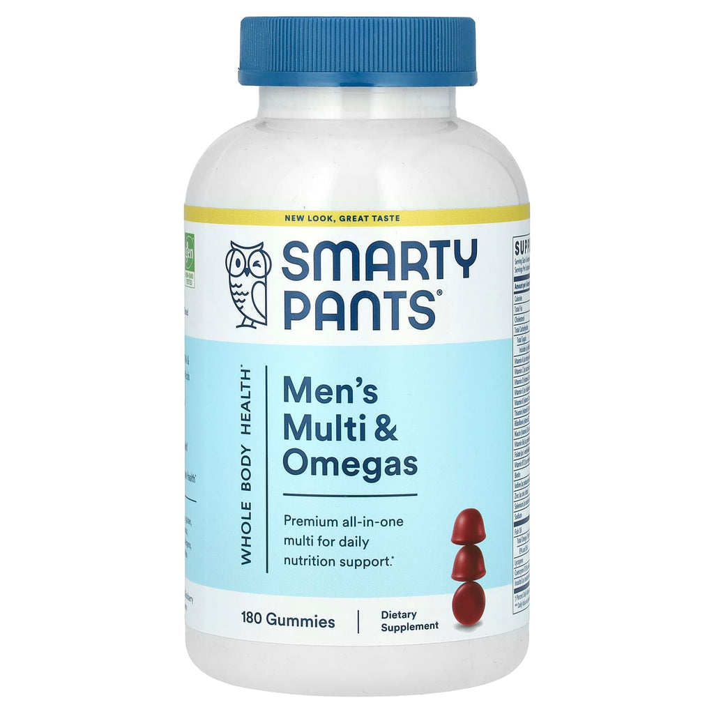 SmartyPants, Men's Multi & Omegas Gummies, Lemon Creme, Blueberry and Blackberry, 180 Gummies