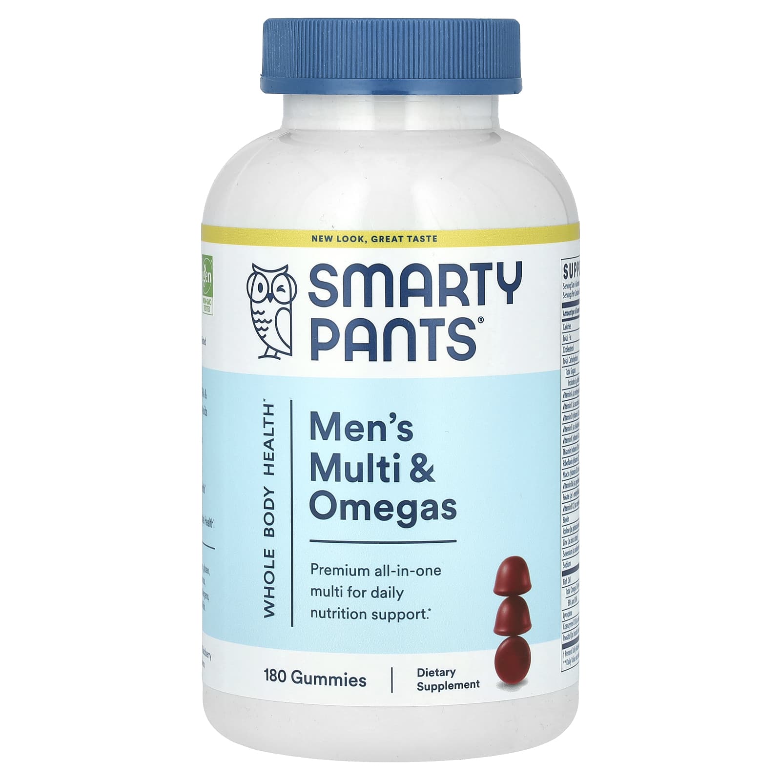 SmartyPants, Men's Multi & Omegas Gummies, Lemon Creme, Blueberry and Blackberry, 180 Gummies