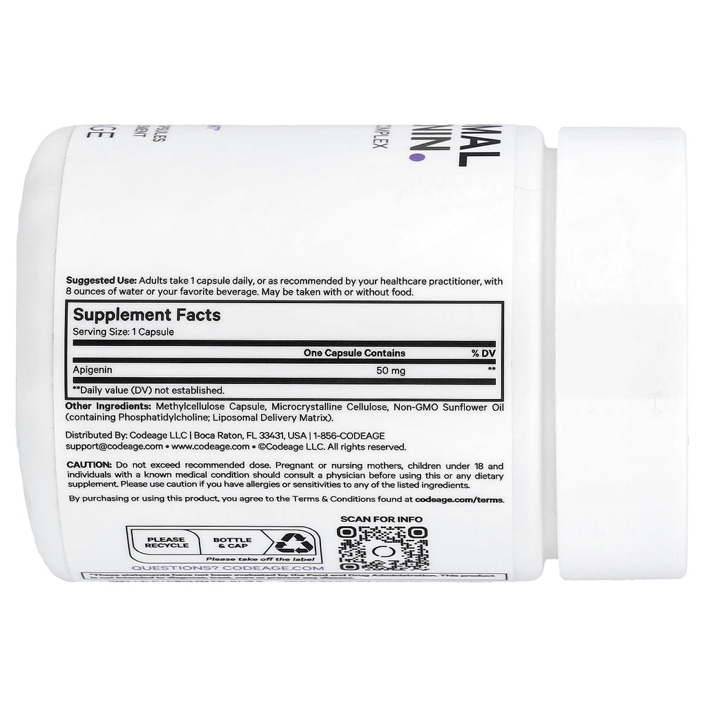 Codeage, Liposomal Apigenin, Phospholipid Complex, 90 Vegetable Capsules (50 mg per Capsule)