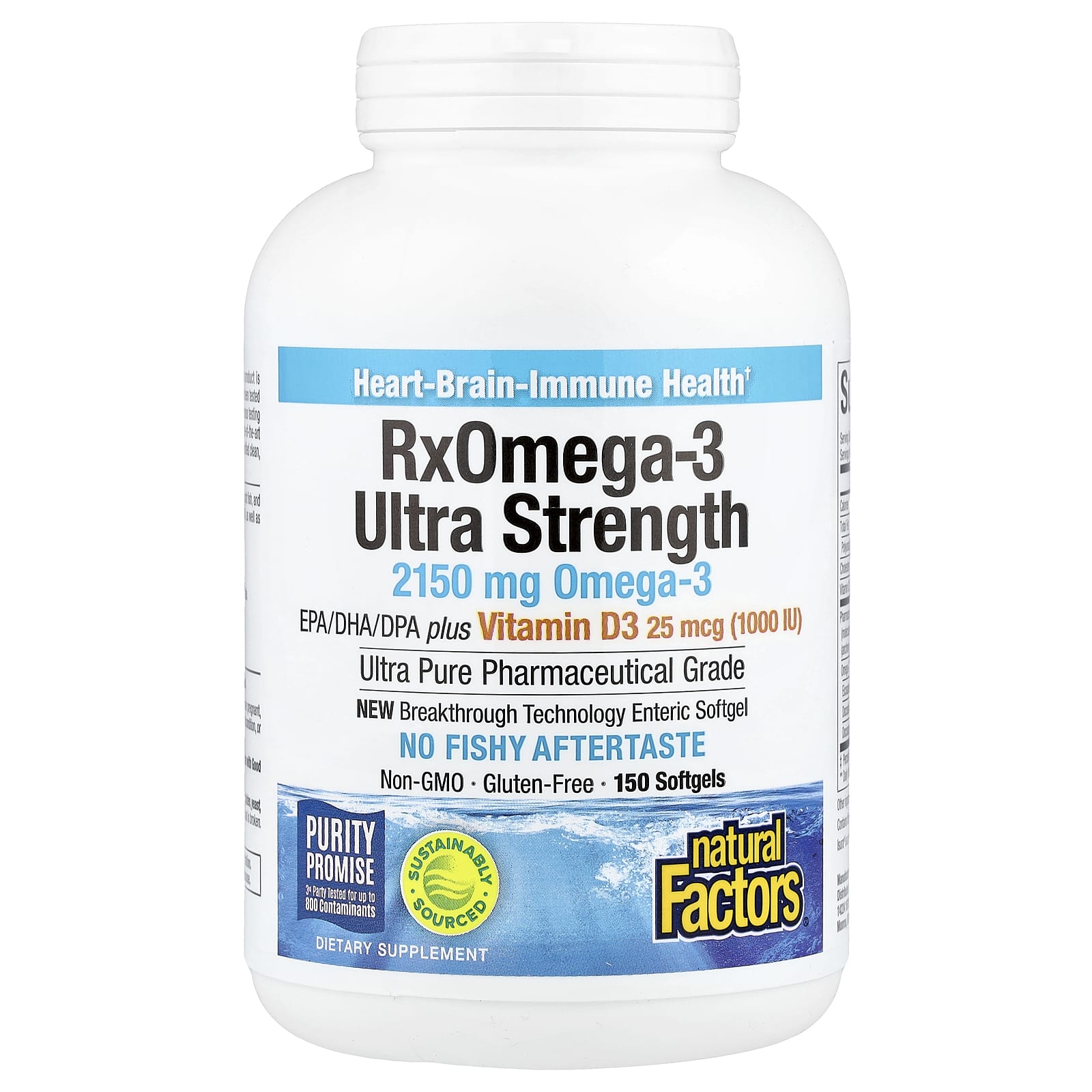 Natural Factors, RxOmega-3 Ultra Strength with Vitamin D3, 150 Softgels
