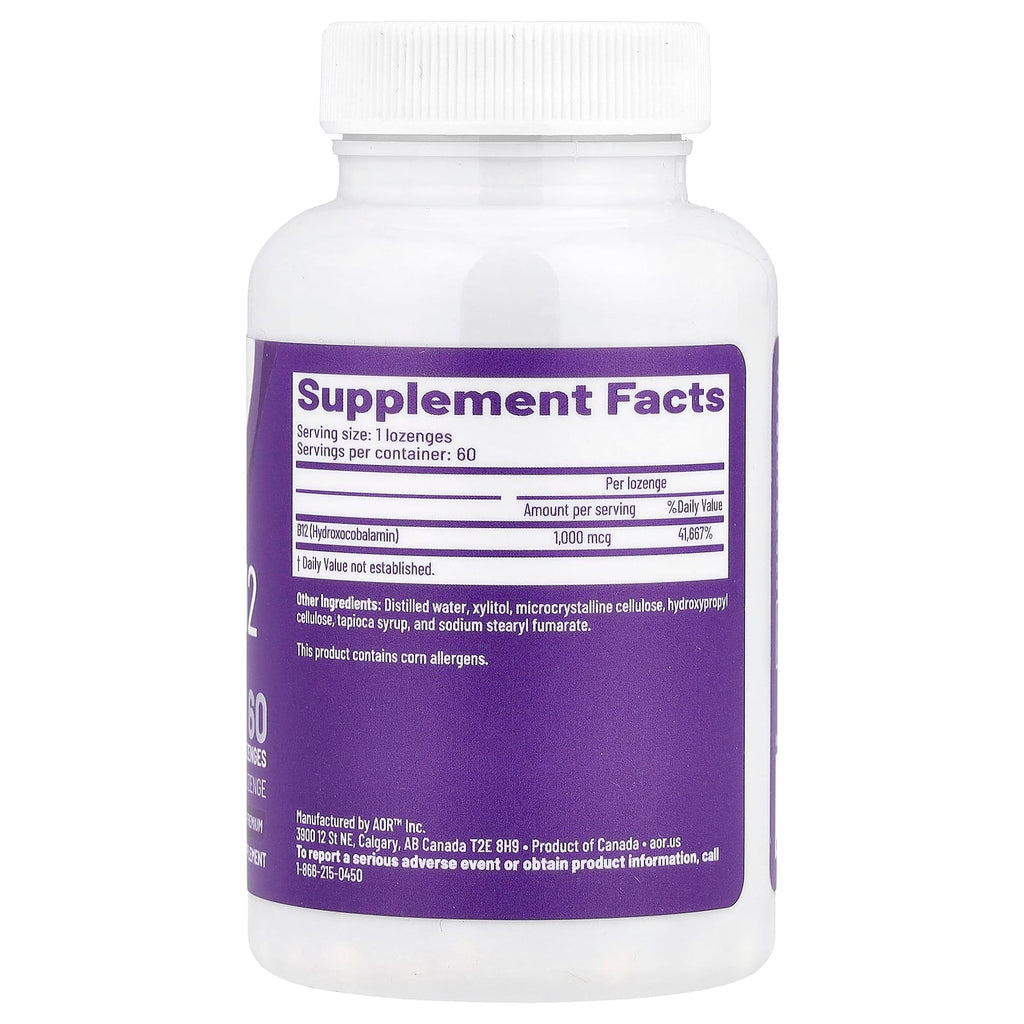 Advanced Orthomolecular Research AOR, Hydroxy B12, 1,000 mcg, 60 Lozenges
