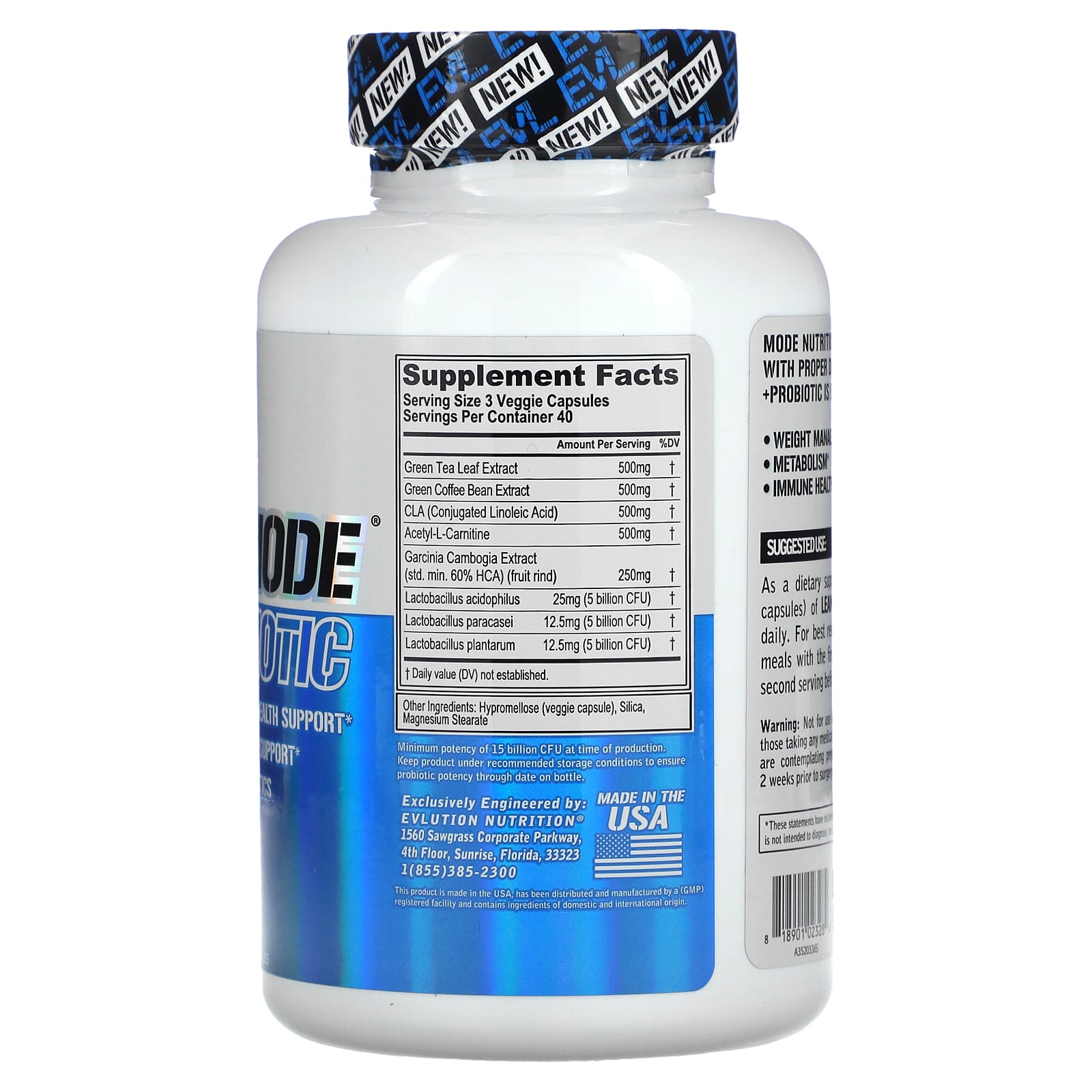EVLution Nutrition, LeanMode + Probiotic, 120 Veggie Capsules
