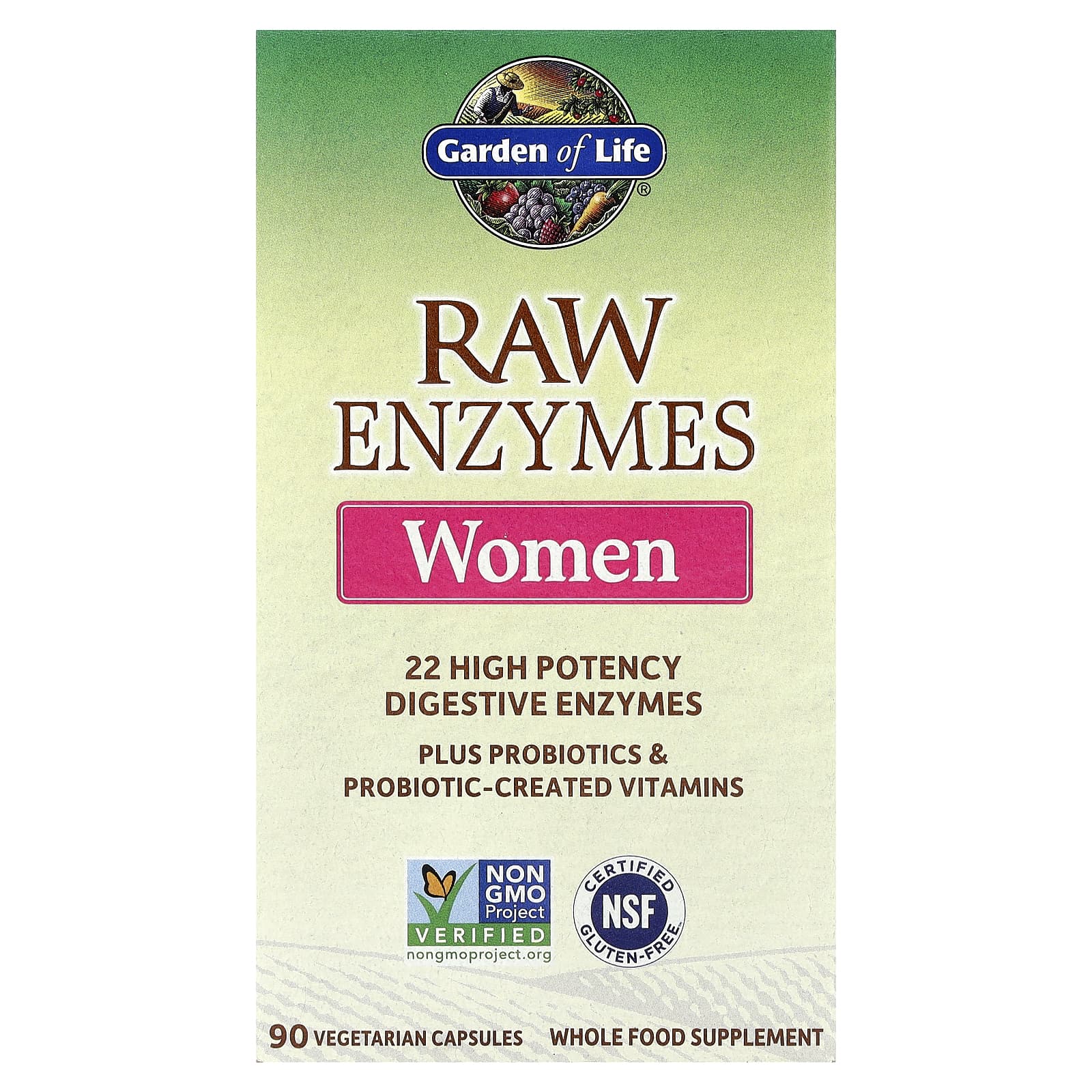 Garden of Life, RAW Enzymes, Women, 90 Vegetarian Capsules