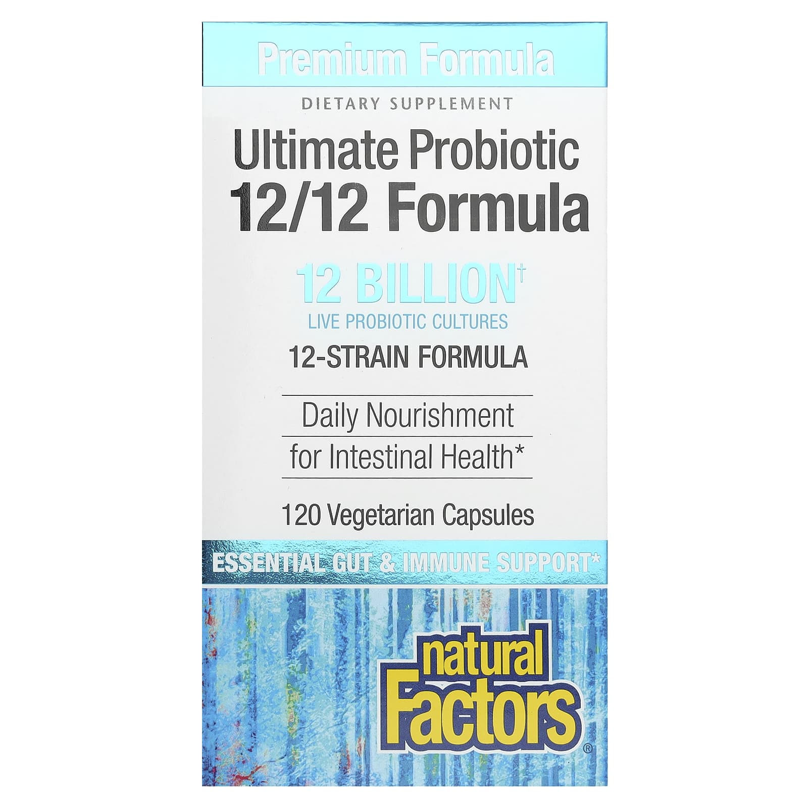 Natural Factors, Ultimate Probiotic, 12/12 Formula, 12 Billion CFU, 120 Vegetarian Capsules