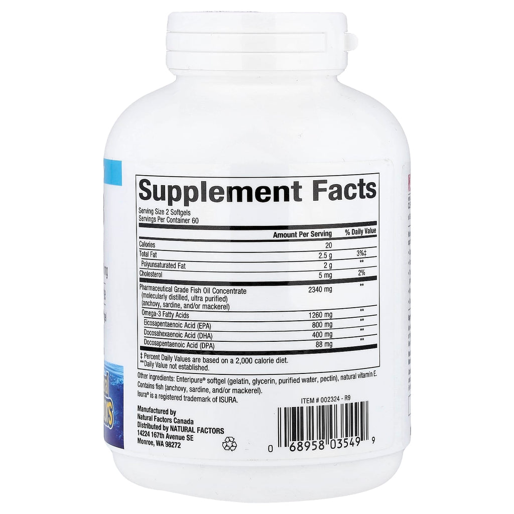 Natural Factors, Rx Omega-3, 120 Softgels (630 mg per Softgel)